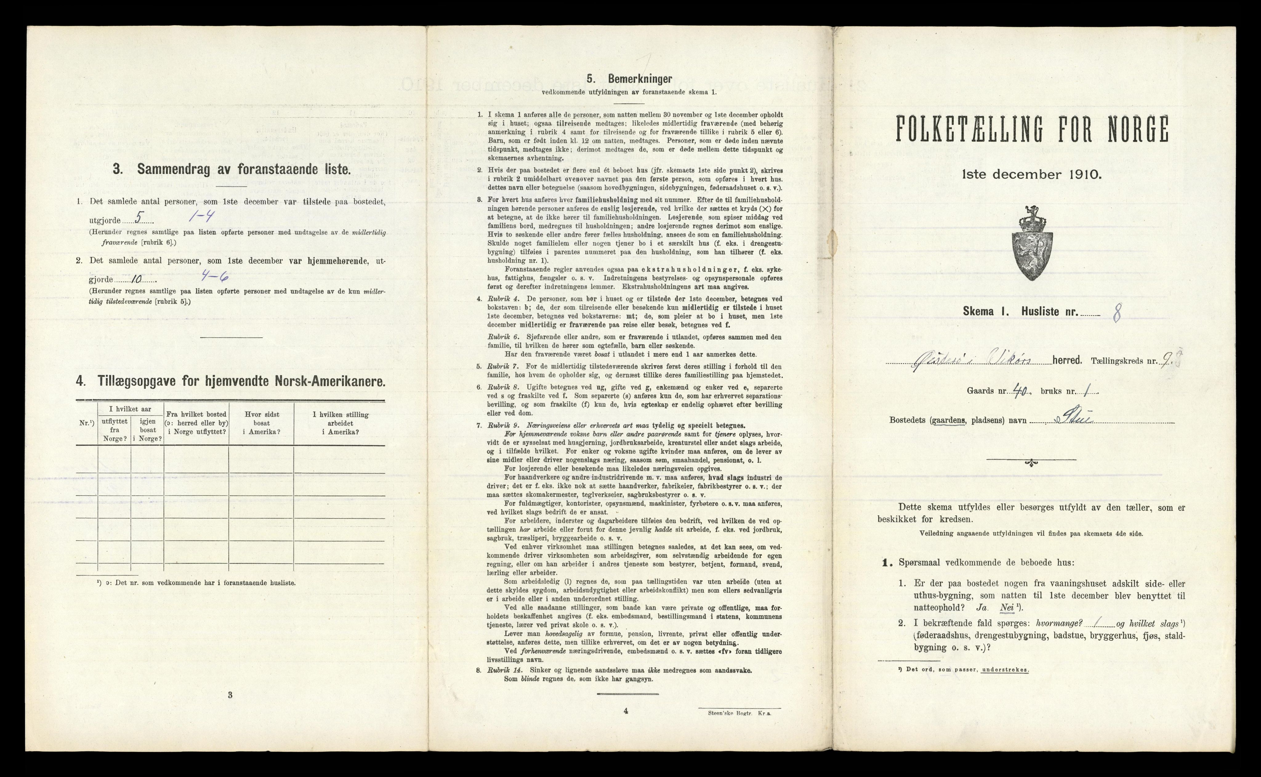 RA, 1910 census for Kvam, 1910, p. 711