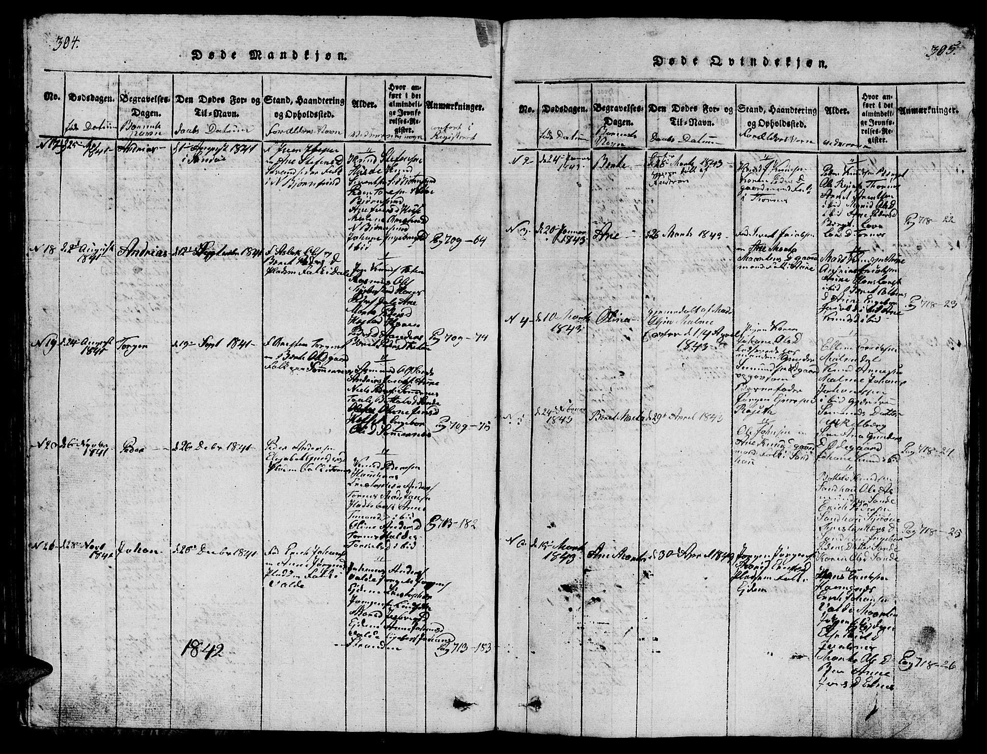 Ministerialprotokoller, klokkerbøker og fødselsregistre - Møre og Romsdal, AV/SAT-A-1454/565/L0752: Parish register (copy) no. 565C01, 1817-1844, p. 304-305