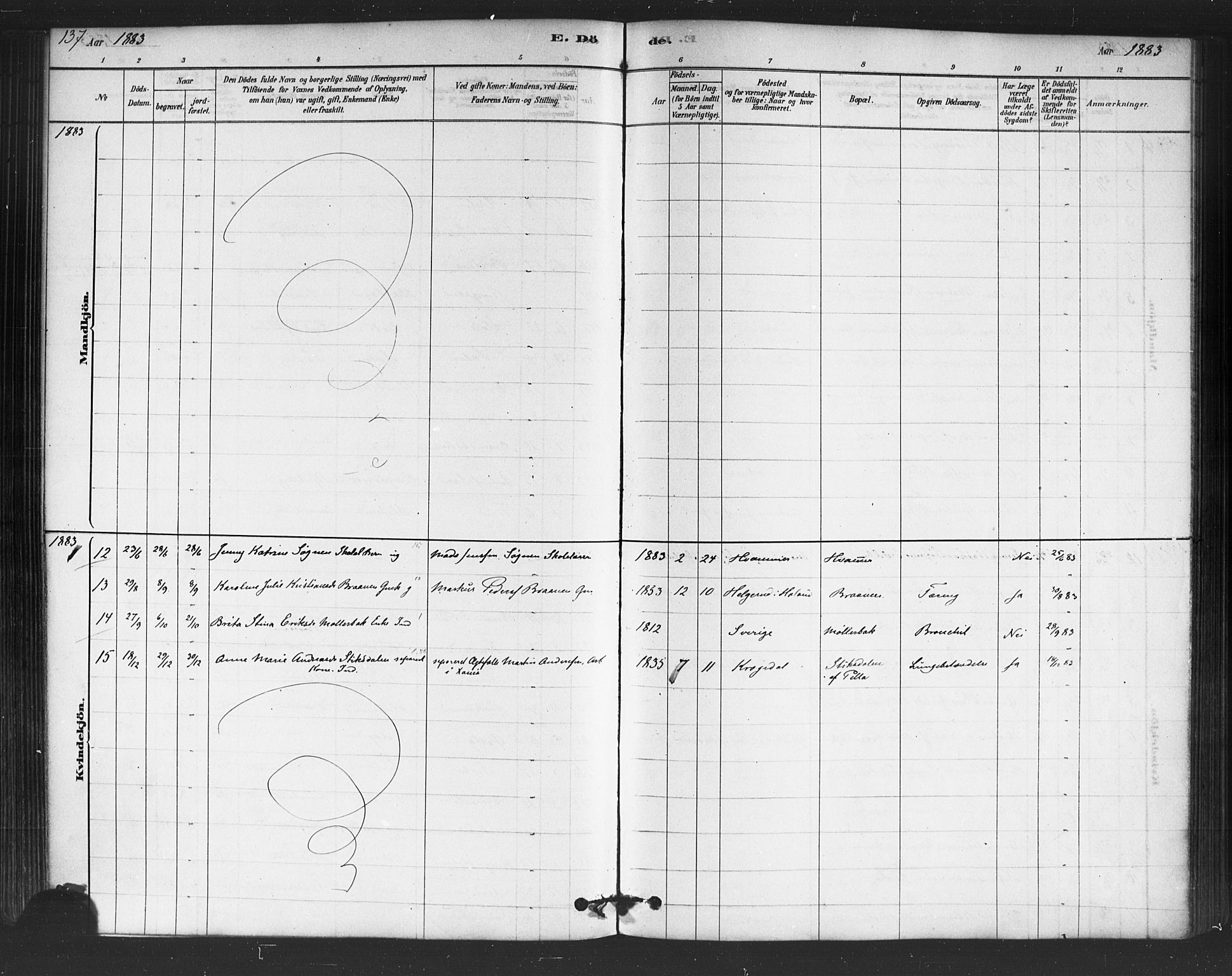 Trøgstad prestekontor Kirkebøker, SAO/A-10925/F/Fb/L0001: Parish register (official) no. II 1, 1878-1902, p. 137