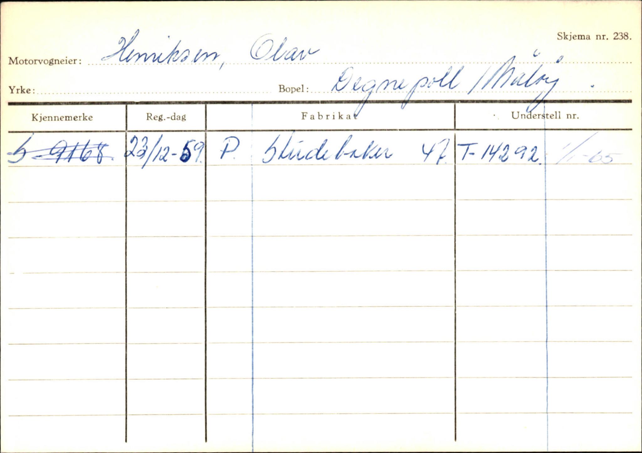 Statens vegvesen, Sogn og Fjordane vegkontor, SAB/A-5301/4/F/L0144: Registerkort Vågsøy A-R, 1945-1975, p. 1011