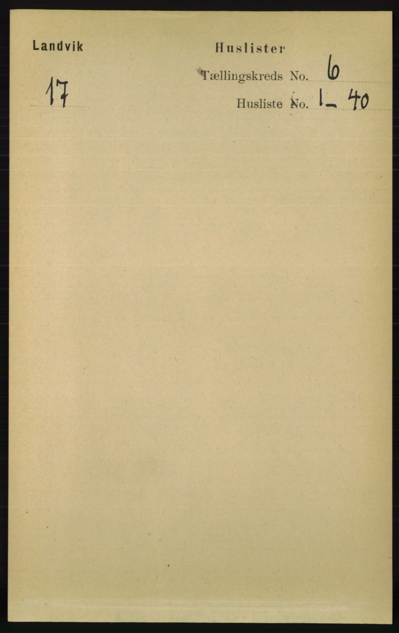 RA, 1891 census for 0924 Landvik, 1891, p. 2401