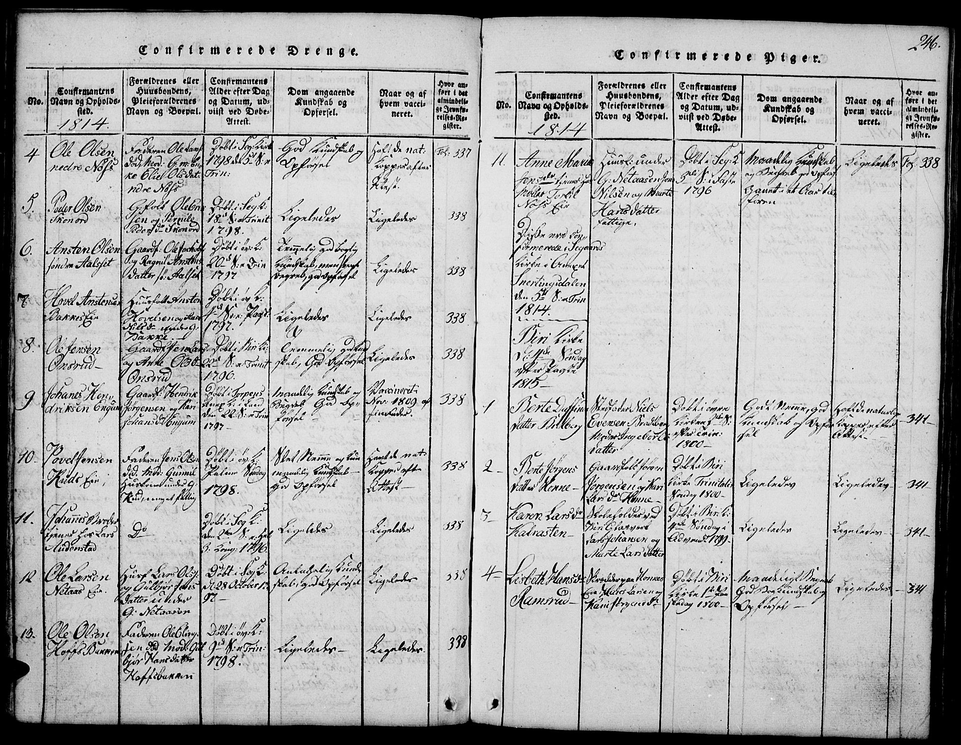 Biri prestekontor, SAH/PREST-096/H/Ha/Hab/L0001: Parish register (copy) no. 1, 1814-1828, p. 246