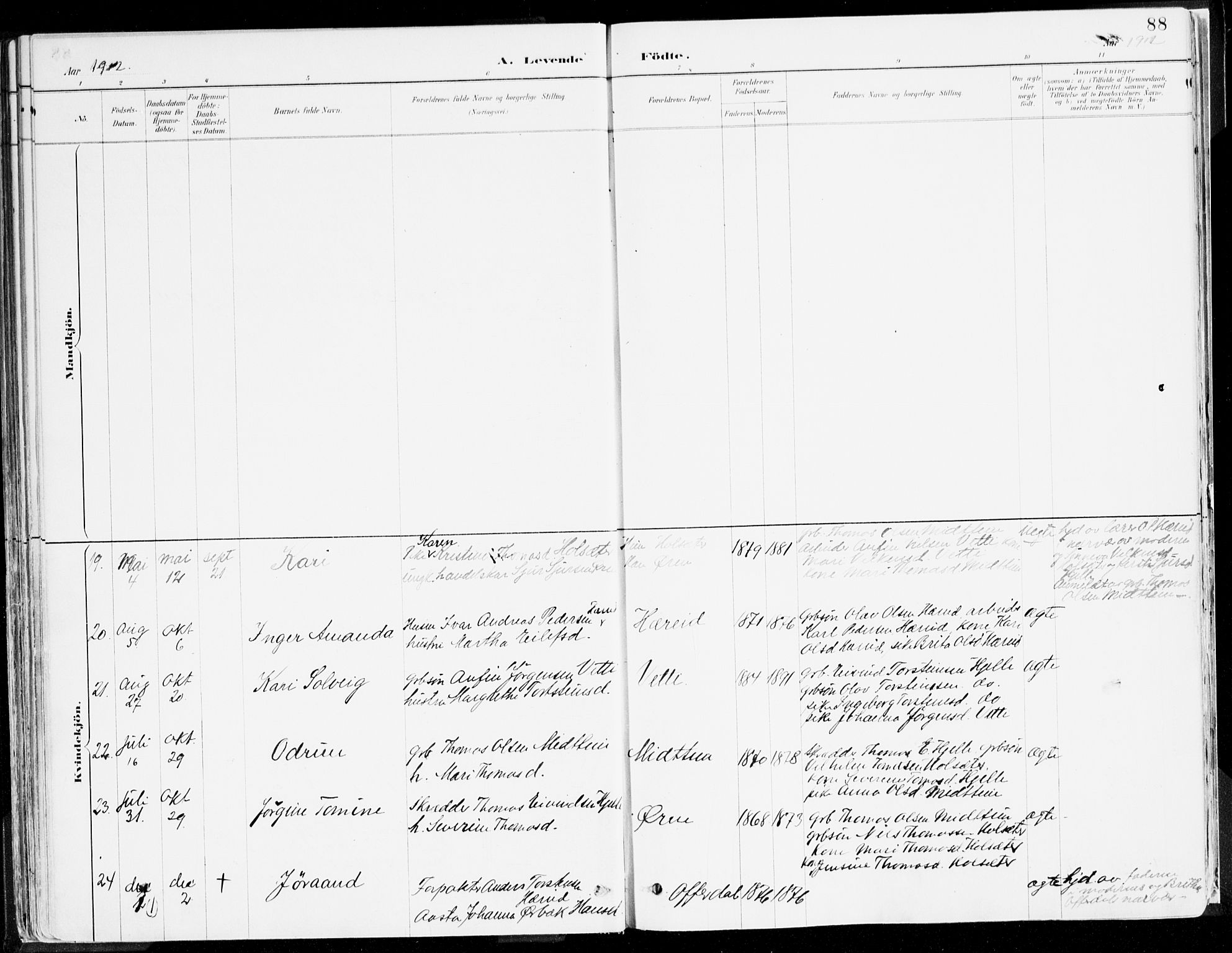 Årdal sokneprestembete, SAB/A-81701: Parish register (official) no. A 5, 1887-1917, p. 88