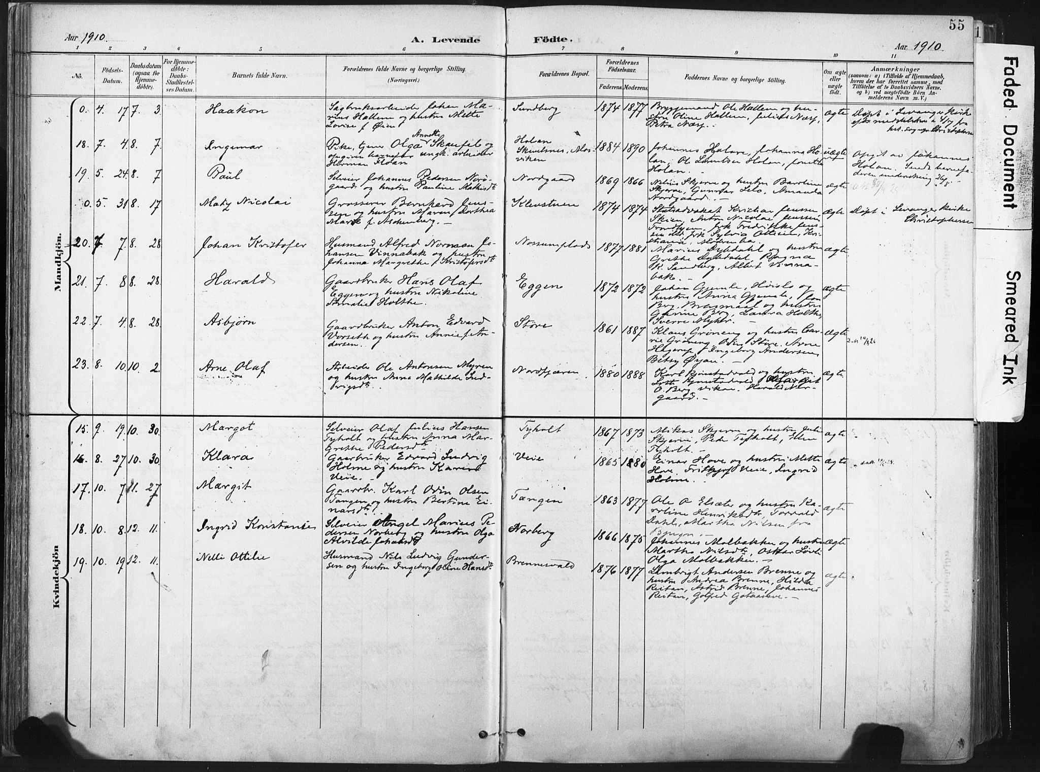 Ministerialprotokoller, klokkerbøker og fødselsregistre - Nord-Trøndelag, AV/SAT-A-1458/717/L0162: Parish register (official) no. 717A12, 1898-1923, p. 55