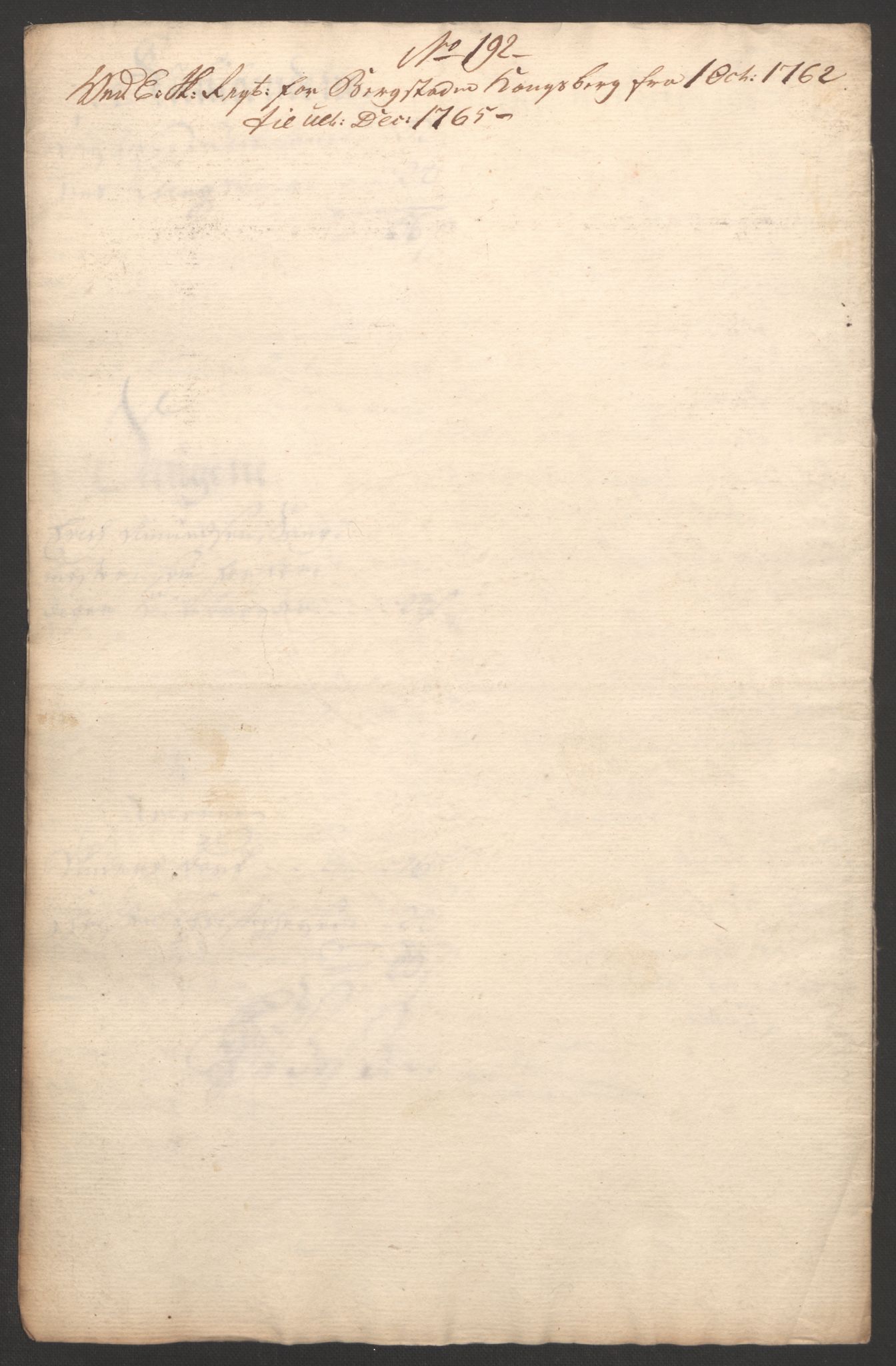 Rentekammeret inntil 1814, Reviderte regnskaper, Bergverksregnskaper, RA/EA-3222/R/Rc/Rca/L0843: Ekstraskatt, 1762-1765, p. 864