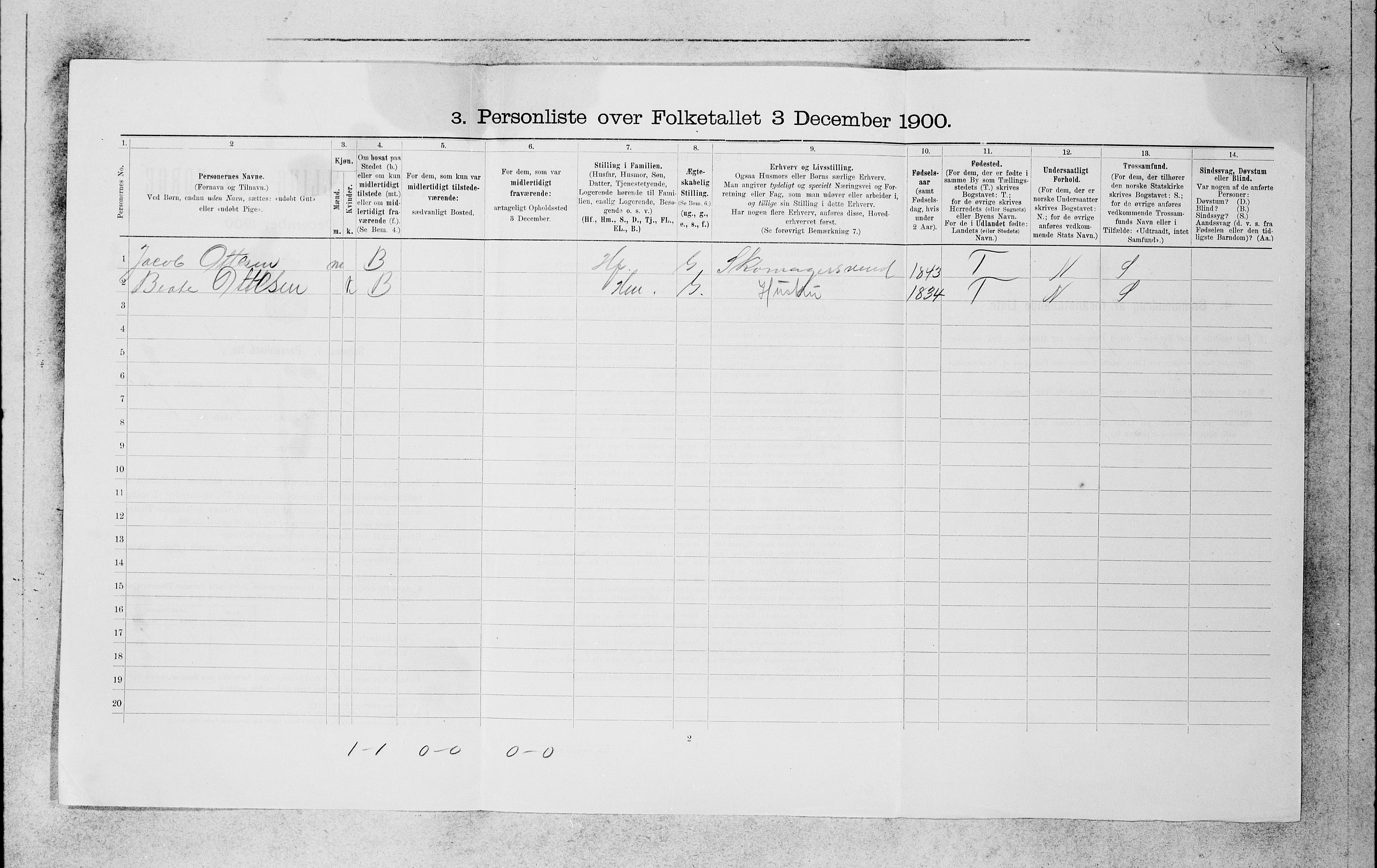 SAB, 1900 census for Bergen, 1900, p. 9707