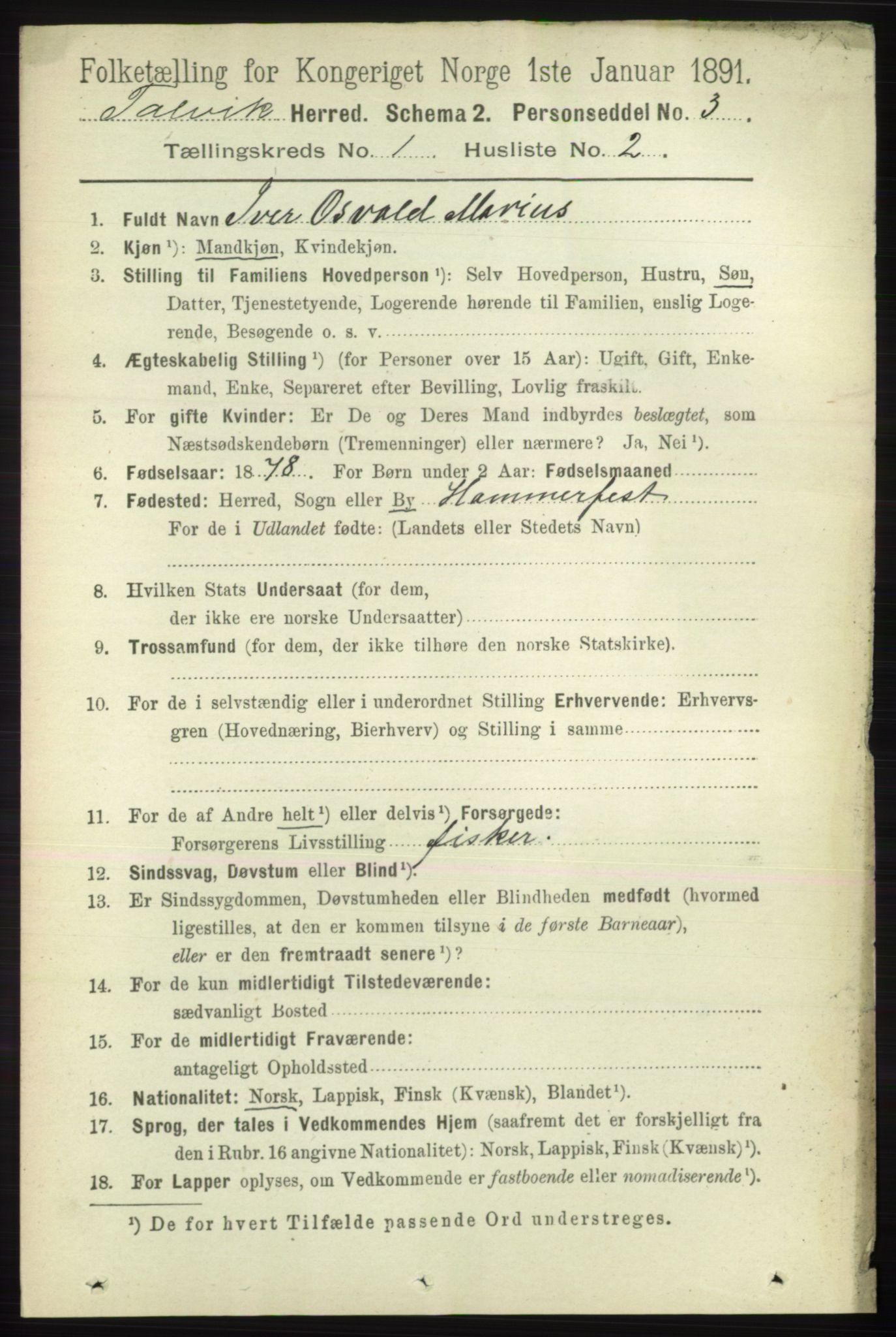 RA, 1891 census for 2013 Talvik, 1891, p. 104