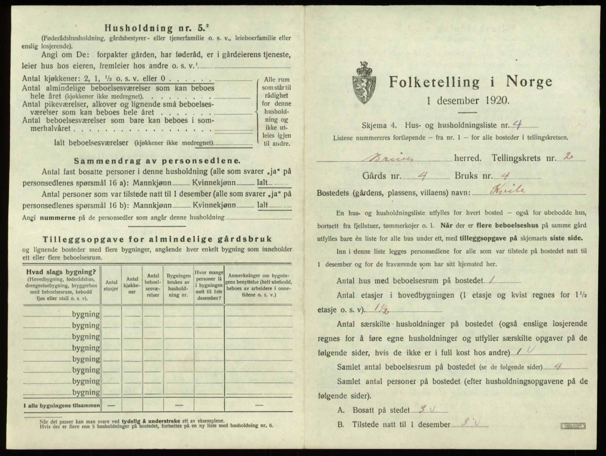 SAB, 1920 census for Breim, 1920, p. 72