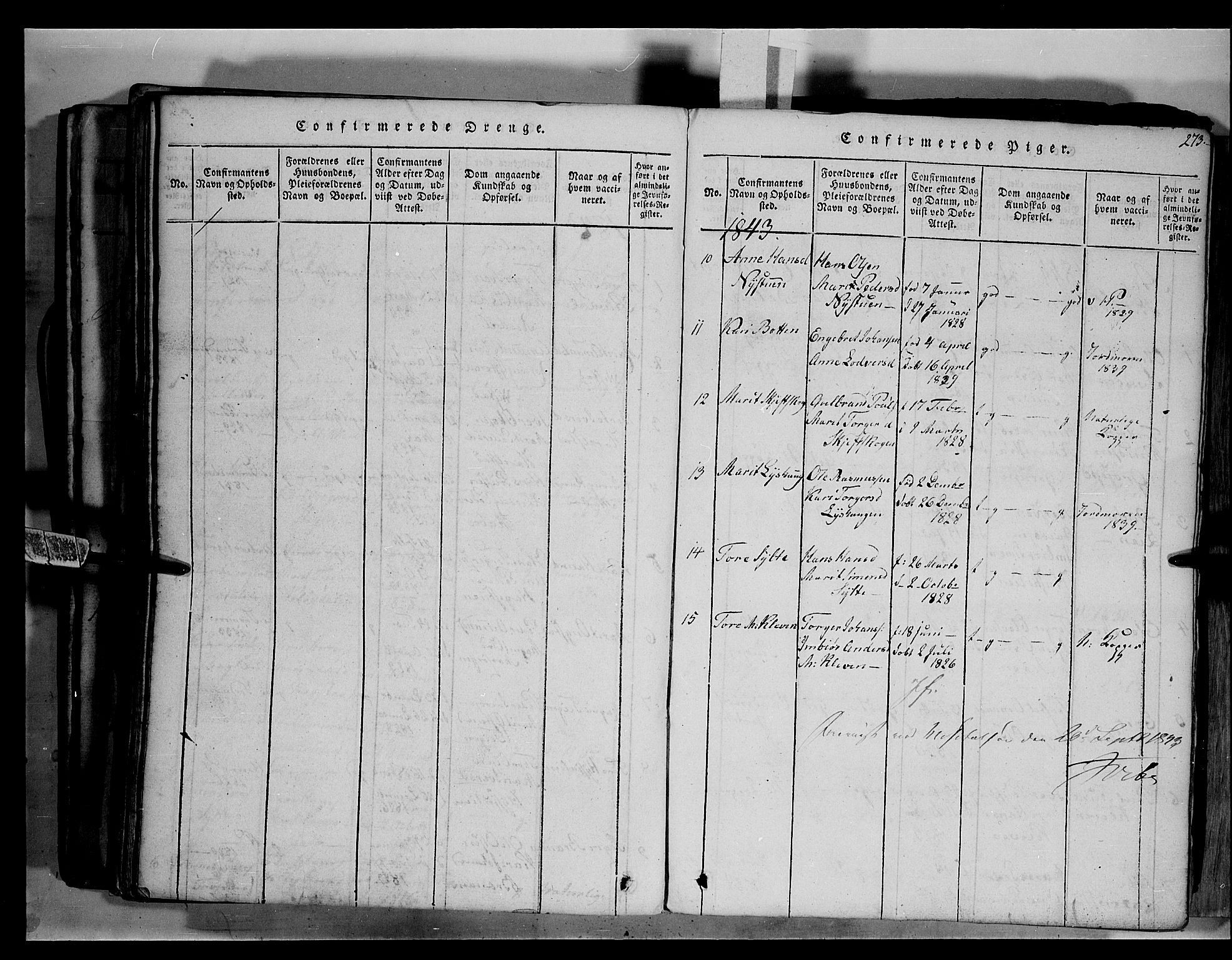 Fron prestekontor, SAH/PREST-078/H/Ha/Hab/L0003: Parish register (copy) no. 3, 1816-1850, p. 273