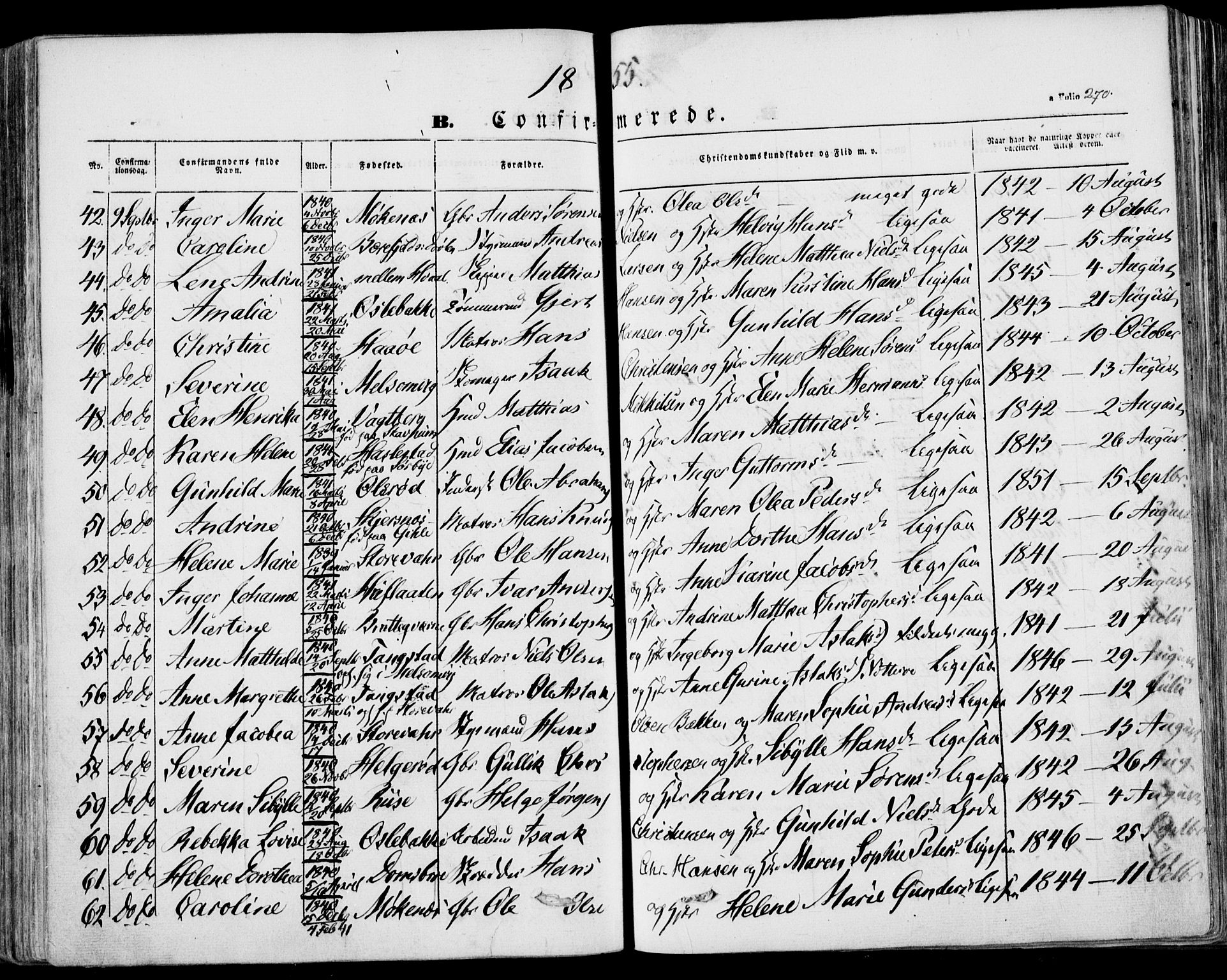 Stokke kirkebøker, AV/SAKO-A-320/F/Fa/L0007: Parish register (official) no. I 7, 1844-1857, p. 270