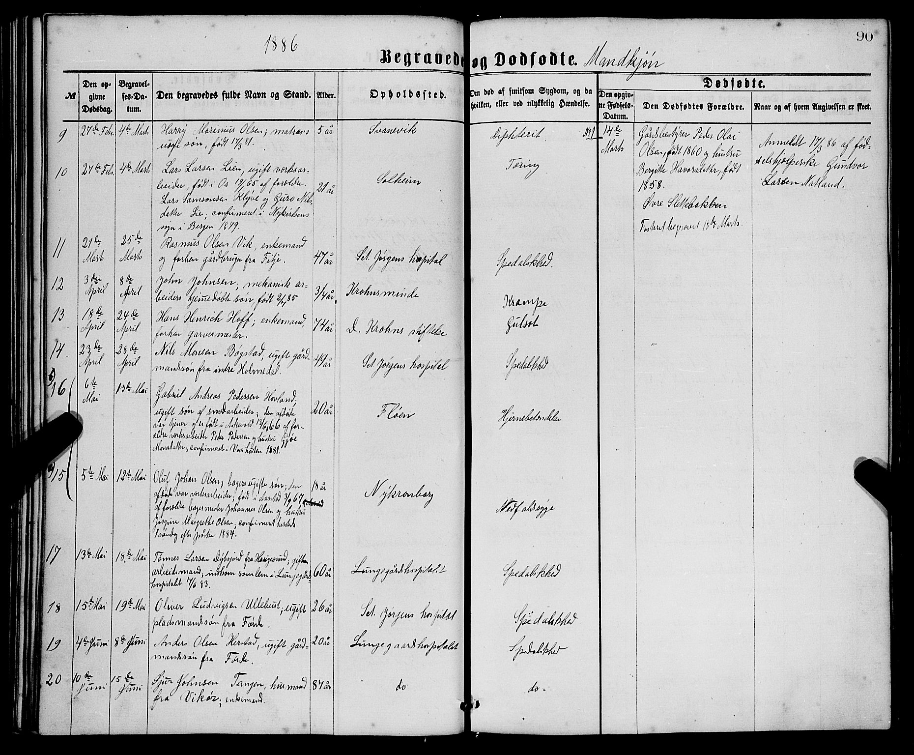 St. Jørgens hospital og Årstad sokneprestembete, AV/SAB-A-99934: Parish register (official) no. A 11, 1864-1886, p. 90