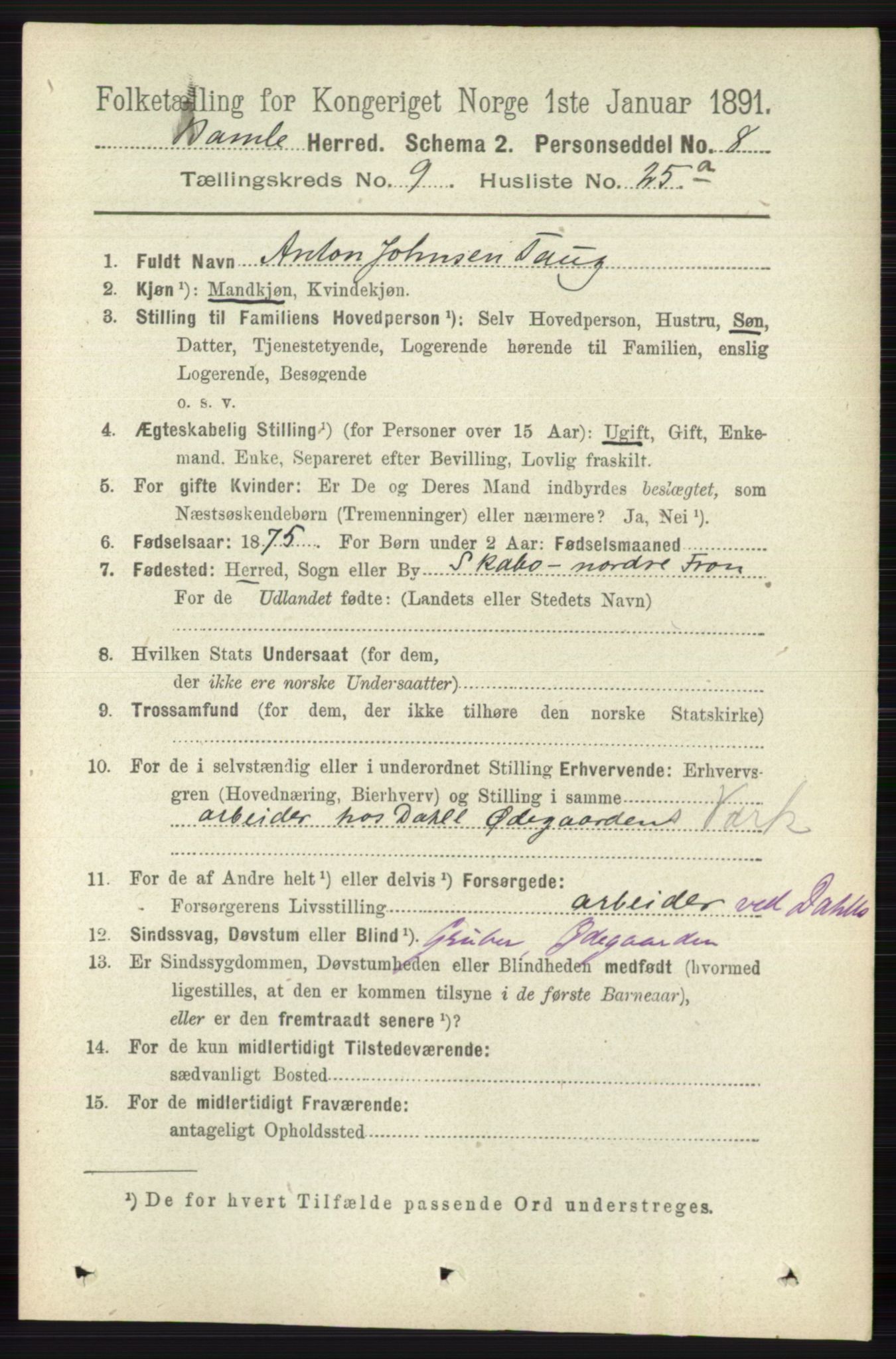 RA, 1891 census for 0814 Bamble, 1891, p. 4368