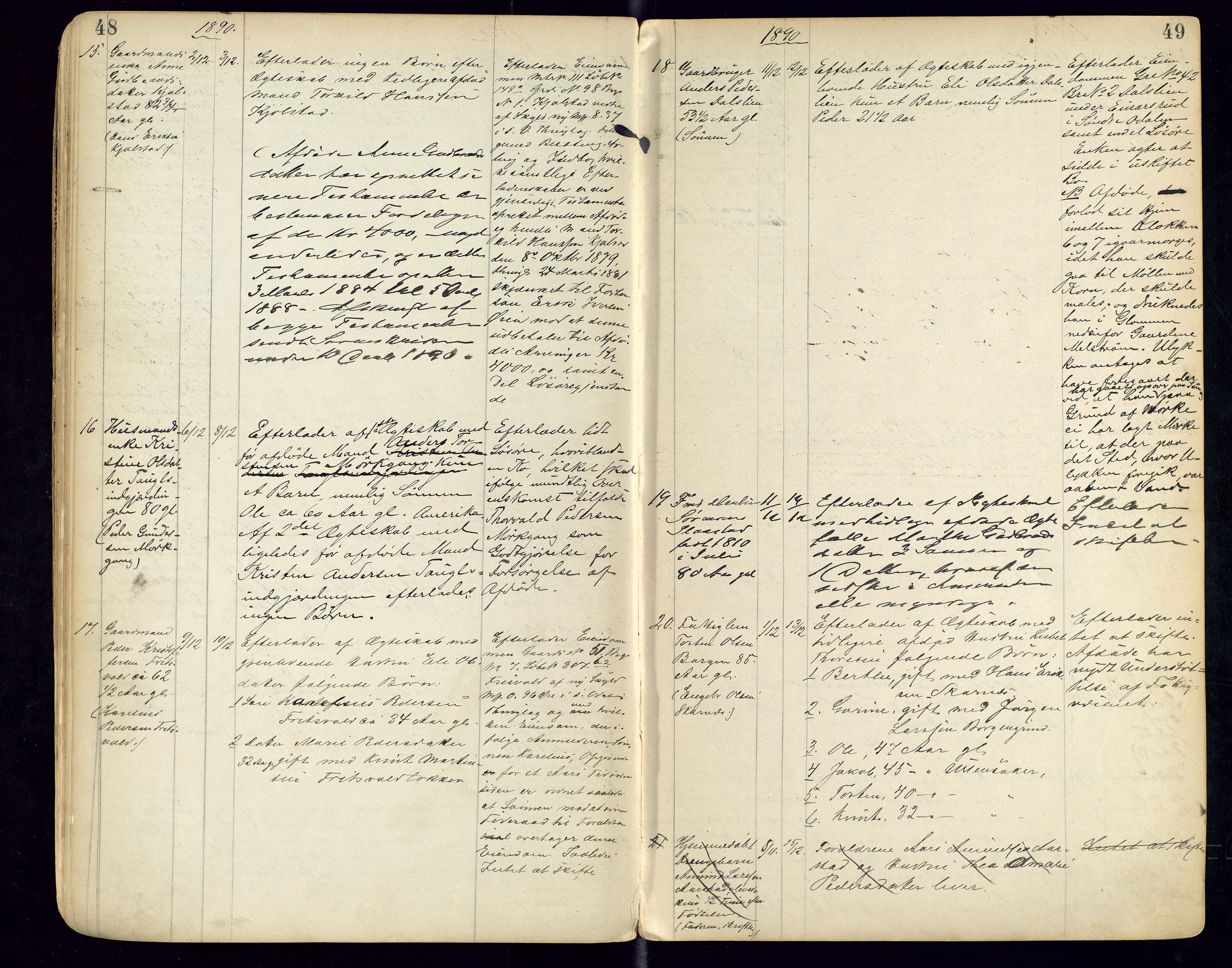 Sør-Odal lensmannskontor, AV/SAH-LHS-022/H/Hb/L0001/0001: Protokoller over anmeldte dødsfall / Protokoll over anmeldte dødsfall, 1888-1901, p. 48-49