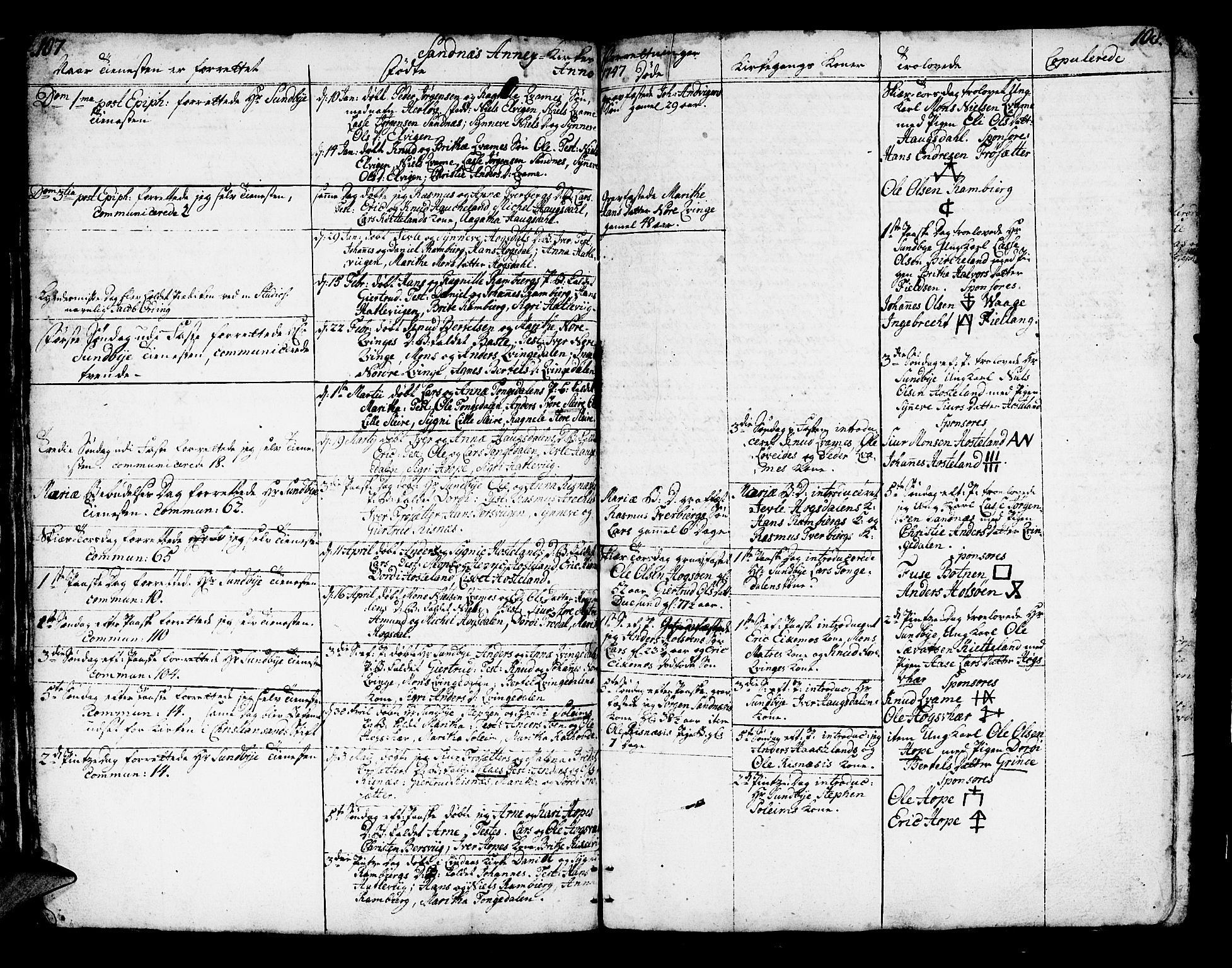 Lindås Sokneprestembete, SAB/A-76701/H/Haa: Parish register (official) no. A 2, 1740-1748, p. 107-108