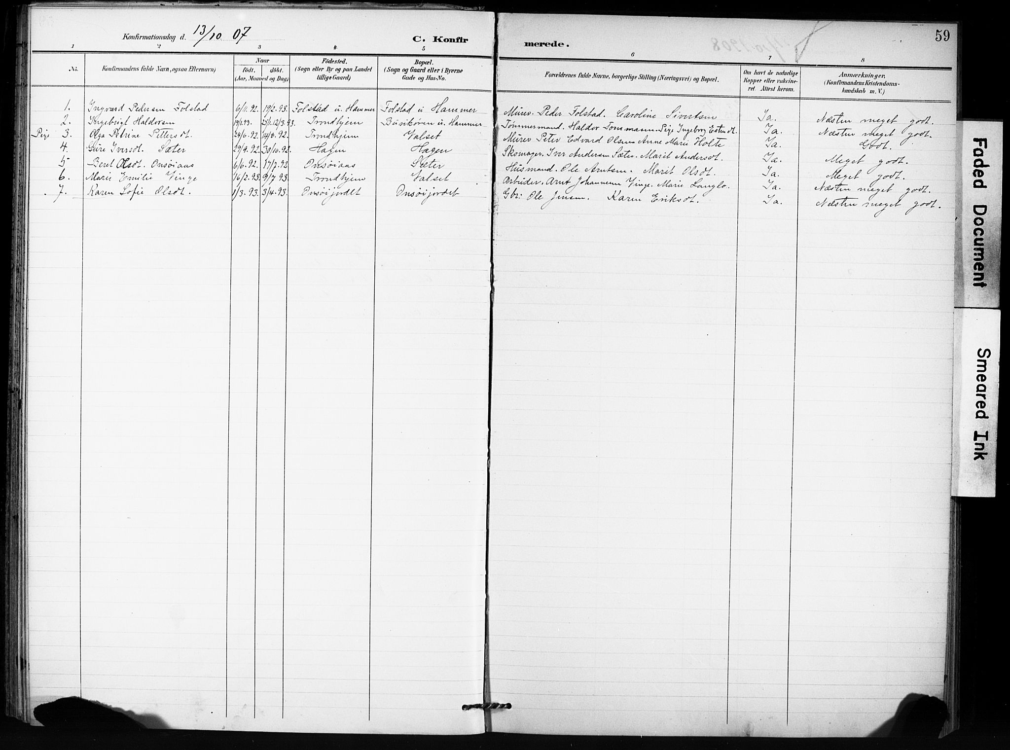 Ministerialprotokoller, klokkerbøker og fødselsregistre - Sør-Trøndelag, SAT/A-1456/666/L0787: Parish register (official) no. 666A05, 1895-1908, p. 59