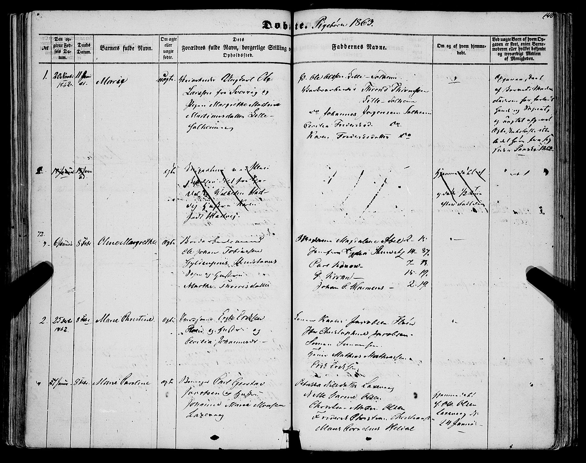 St. Jørgens hospital og Årstad sokneprestembete, SAB/A-99934: Parish register (official) no. A 5, 1857-1869, p. 140