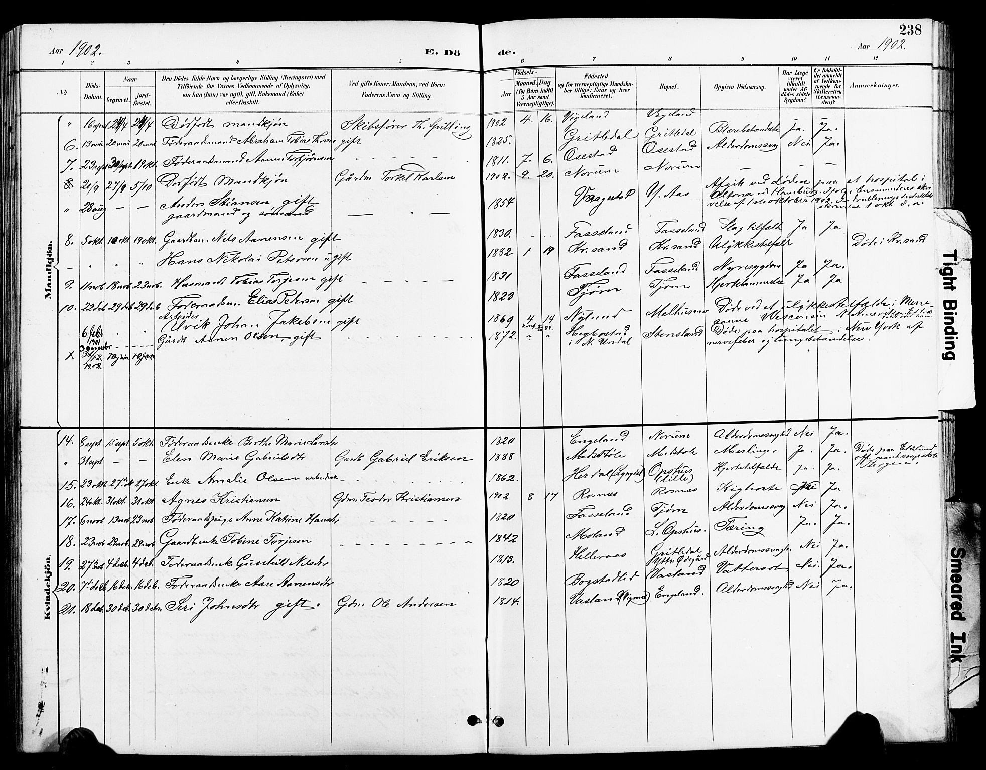 Sør-Audnedal sokneprestkontor, AV/SAK-1111-0039/F/Fb/Fbb/L0006: Parish register (copy) no. B 6, 1893-1915, p. 238