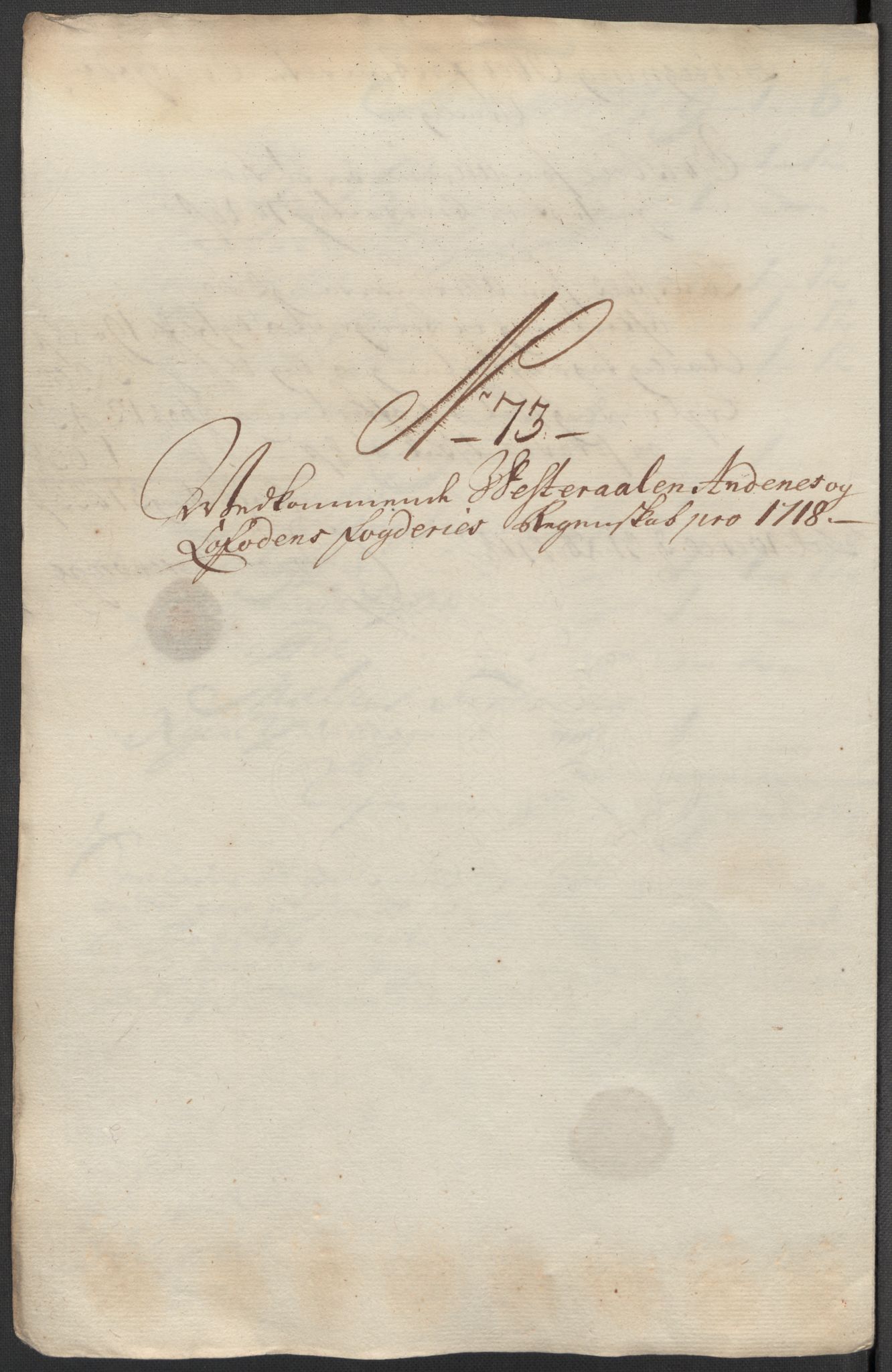 Rentekammeret inntil 1814, Reviderte regnskaper, Fogderegnskap, RA/EA-4092/R67/L4684: Fogderegnskap Vesterålen, Andenes og Lofoten, 1718, p. 375