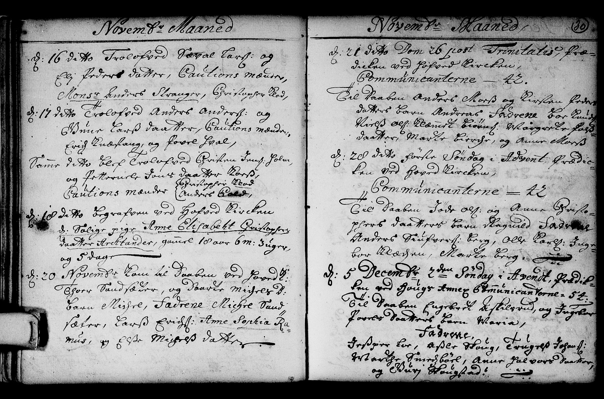 Norderhov kirkebøker, AV/SAKO-A-237/G/Ga/L0001: Parish register (copy) no. I 1, 1717-1725, p. 30