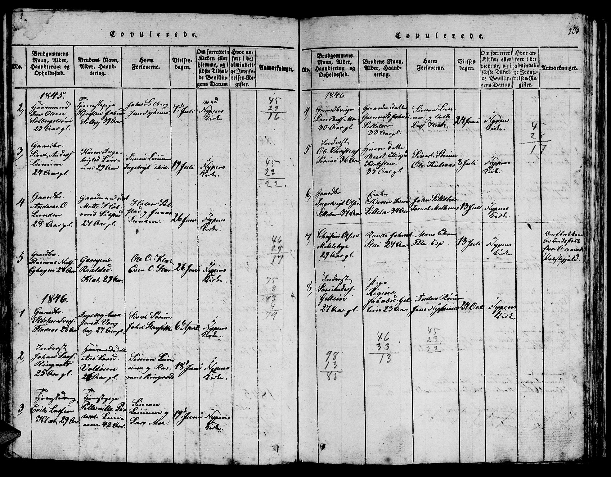Ministerialprotokoller, klokkerbøker og fødselsregistre - Sør-Trøndelag, SAT/A-1456/613/L0393: Parish register (copy) no. 613C01, 1816-1886, p. 203
