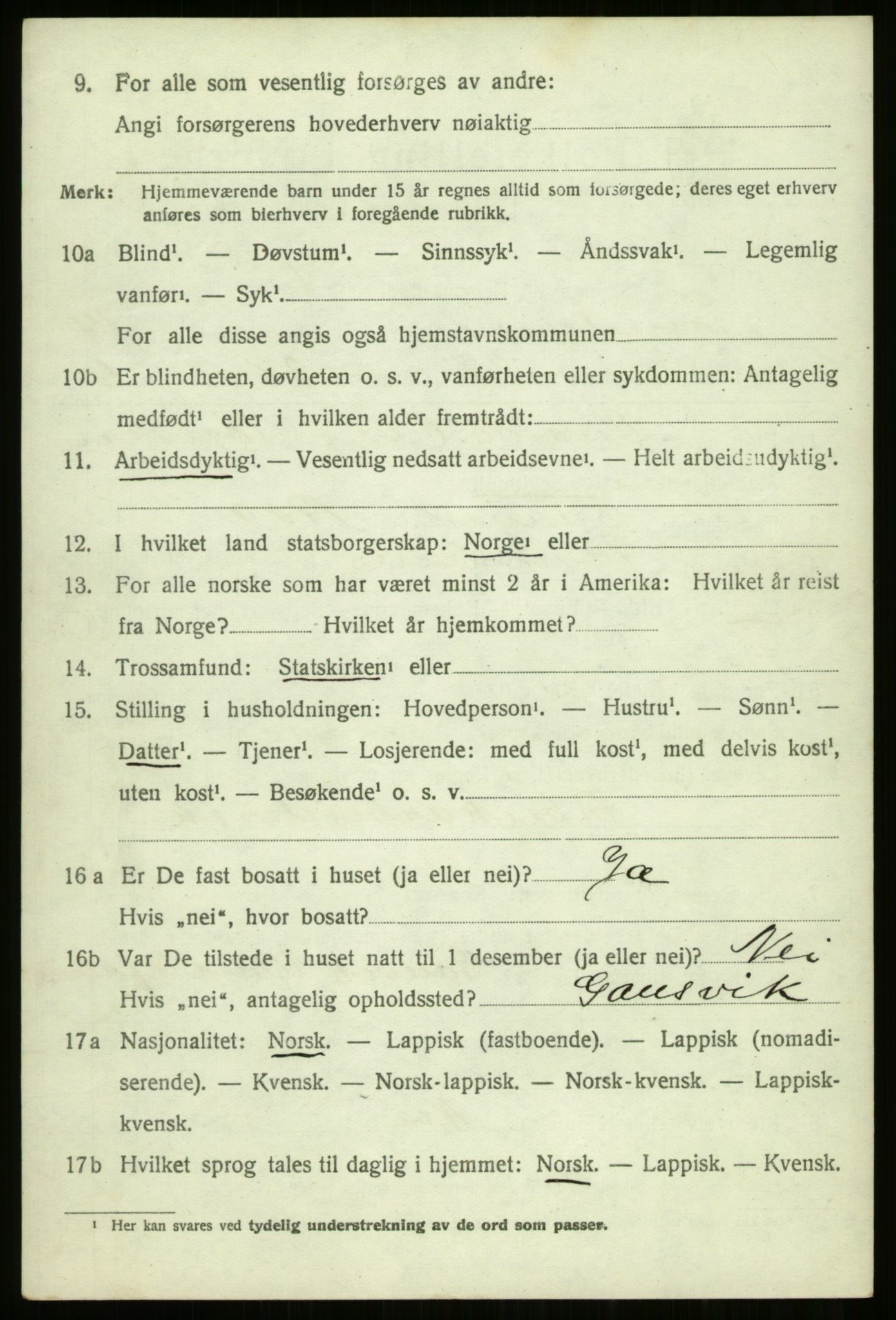 SATØ, 1920 census for Trondenes, 1920, p. 10294