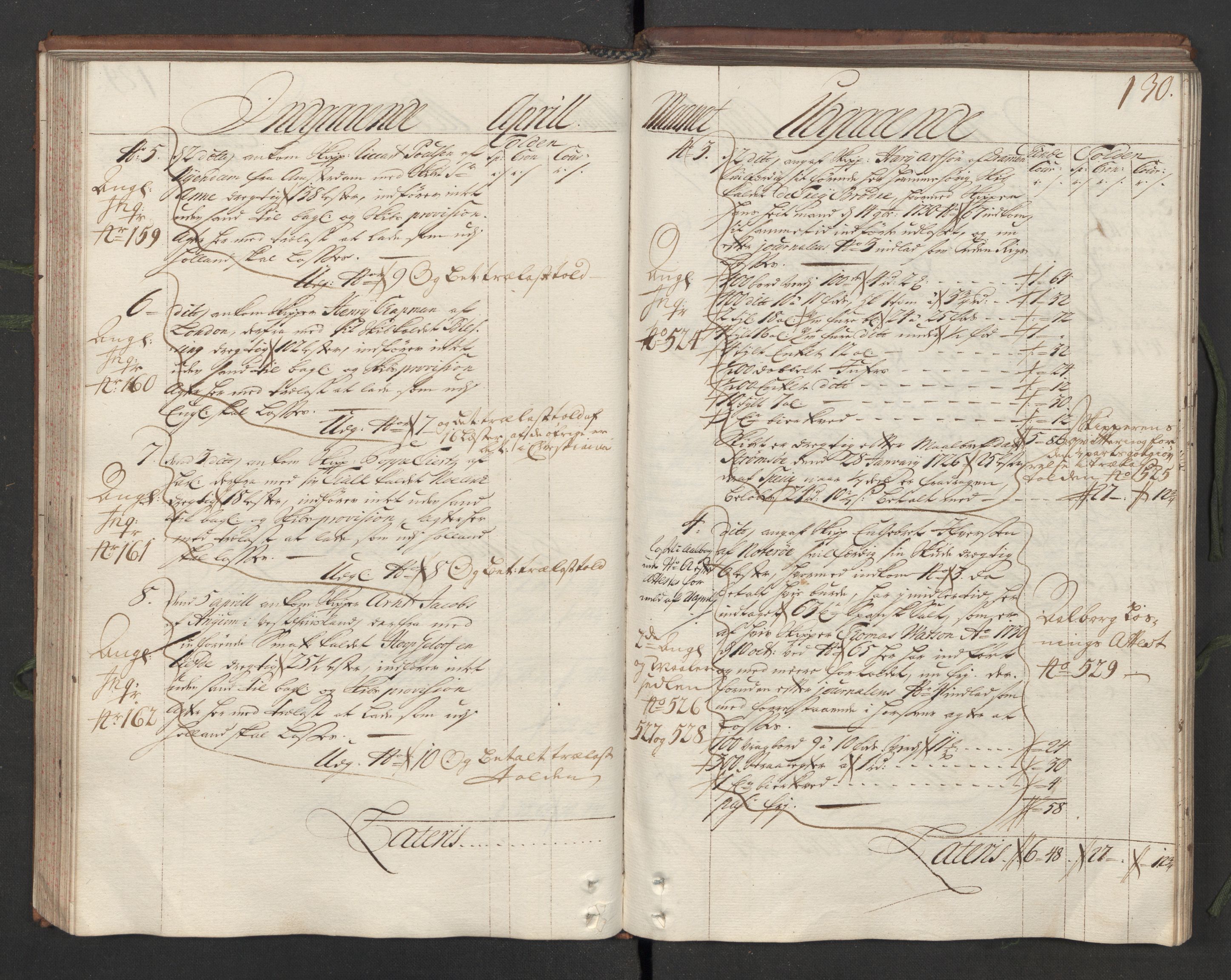 Generaltollkammeret, tollregnskaper, RA/EA-5490/R05/L0012/0001: Tollregnskaper Moss, Son, Krokstad / Hovedtollbok, 1731, p. 129b-130a