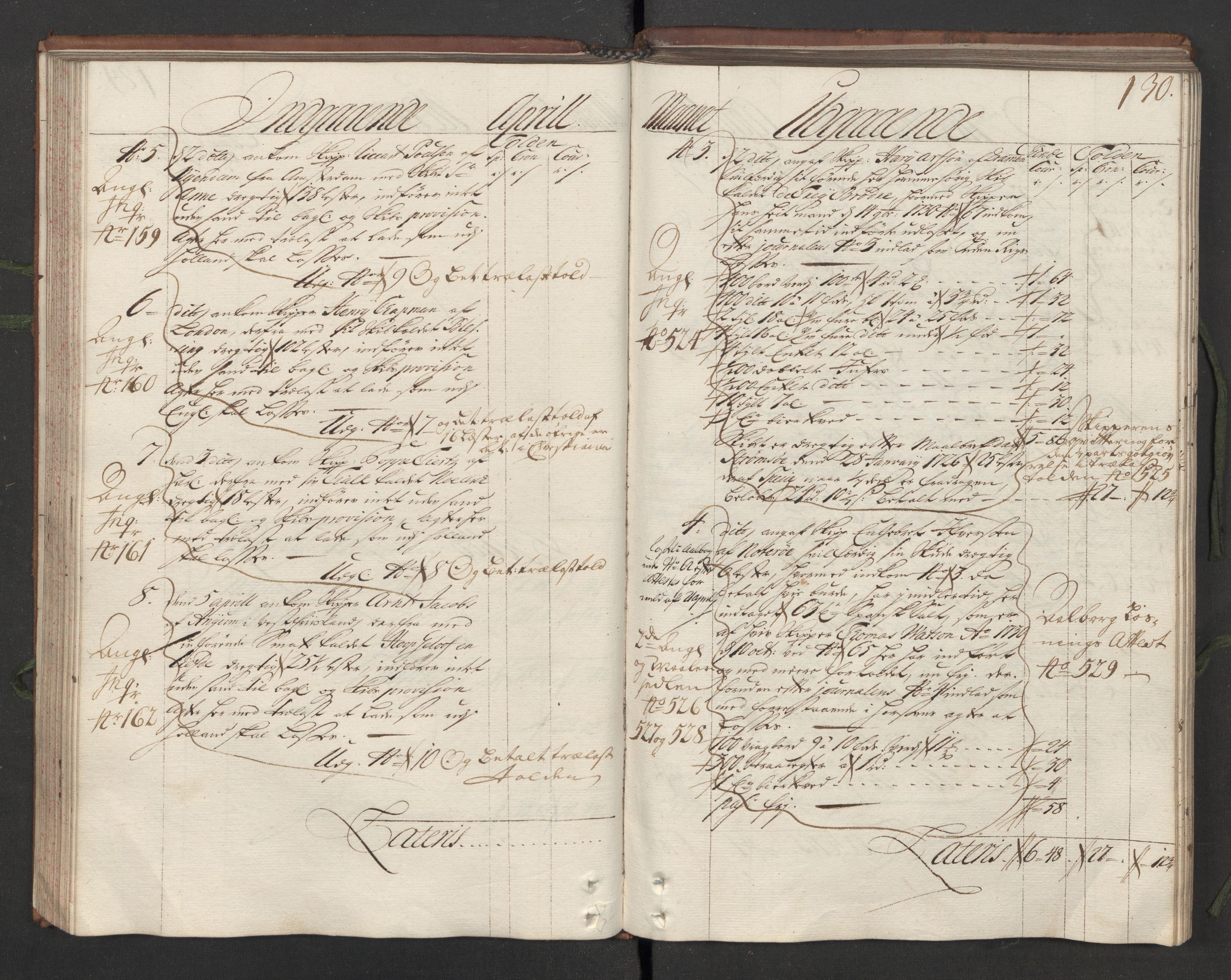 Generaltollkammeret, tollregnskaper, AV/RA-EA-5490/R05/L0012/0001: Tollregnskaper Moss, Son, Krokstad / Hovedtollbok, 1731, p. 129b-130a