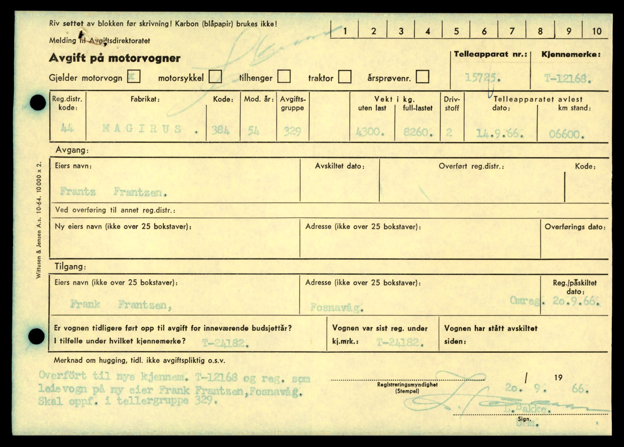 Møre og Romsdal vegkontor - Ålesund trafikkstasjon, AV/SAT-A-4099/F/Fe/L0033: Registreringskort for kjøretøy T 12151 - T 12474, 1927-1998, p. 343