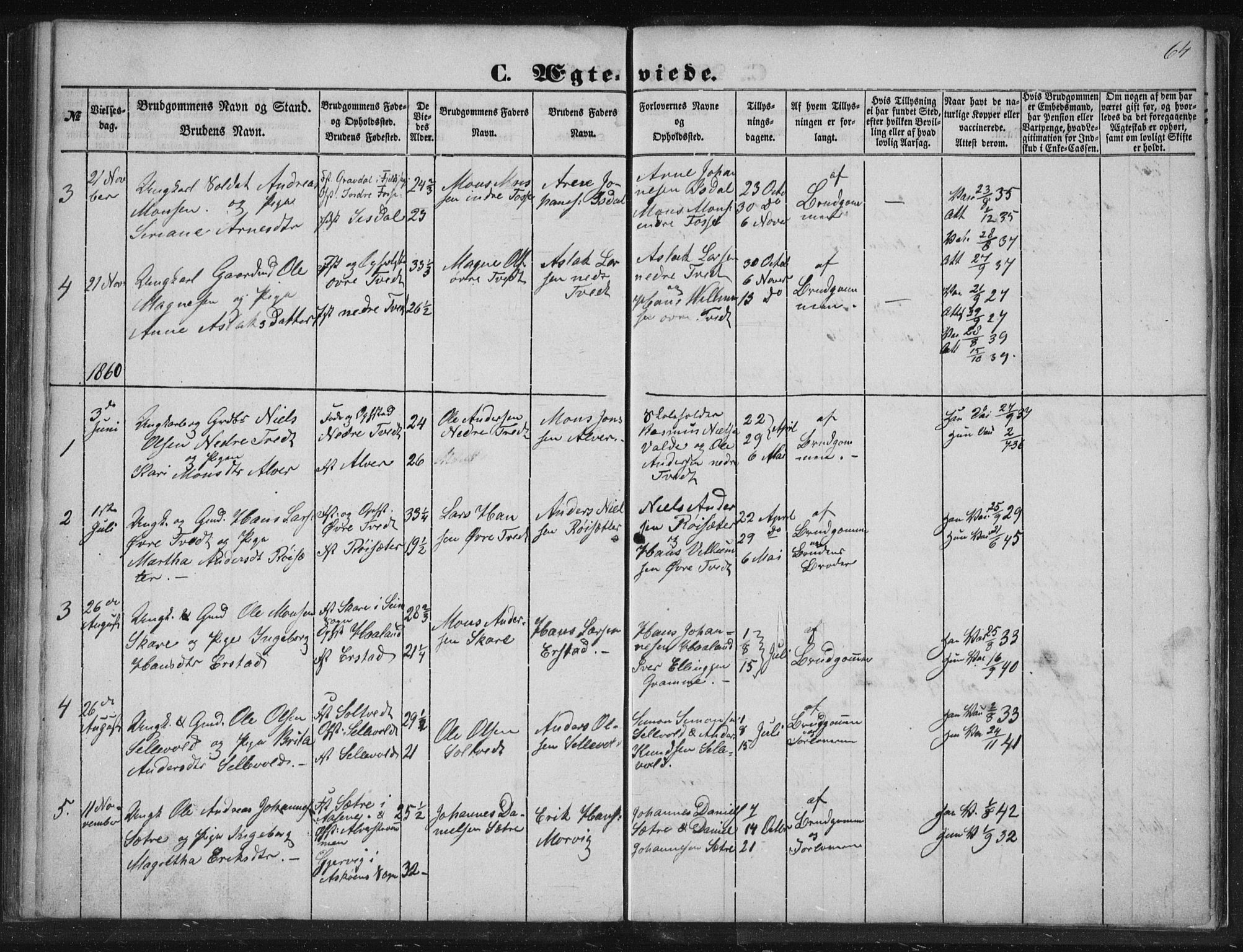 Alversund Sokneprestembete, SAB/A-73901/H/Ha/Hab: Parish register (copy) no. A 1, 1852-1864, p. 64