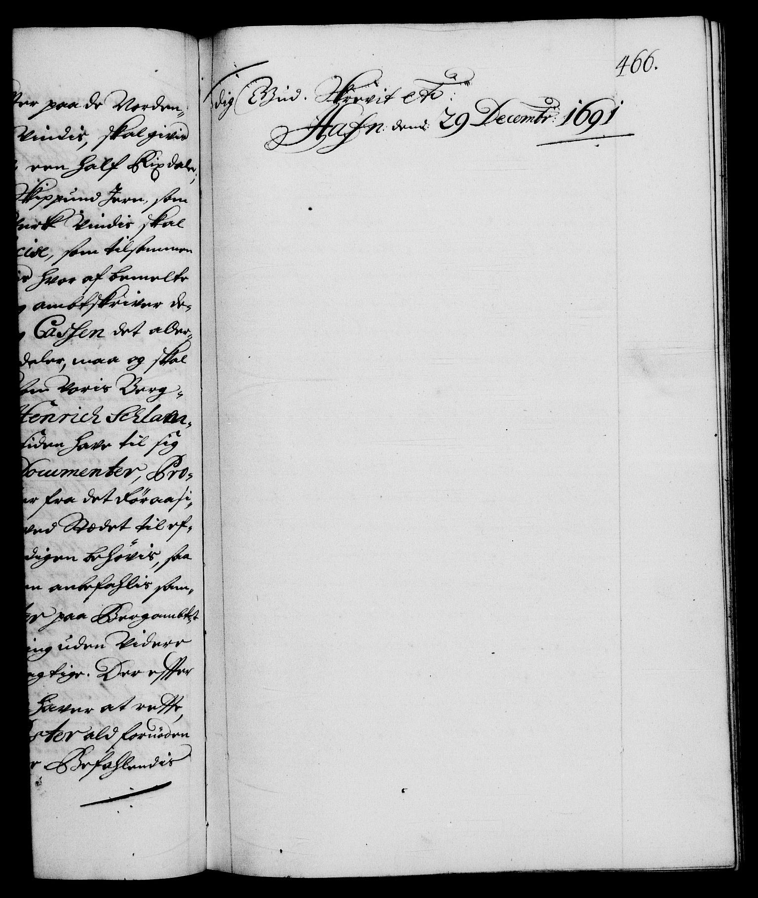 Danske Kanselli 1572-1799, RA/EA-3023/F/Fc/Fca/Fcab/L0014: Norske tegnelser (mikrofilm), 1688-1691, p. 466a