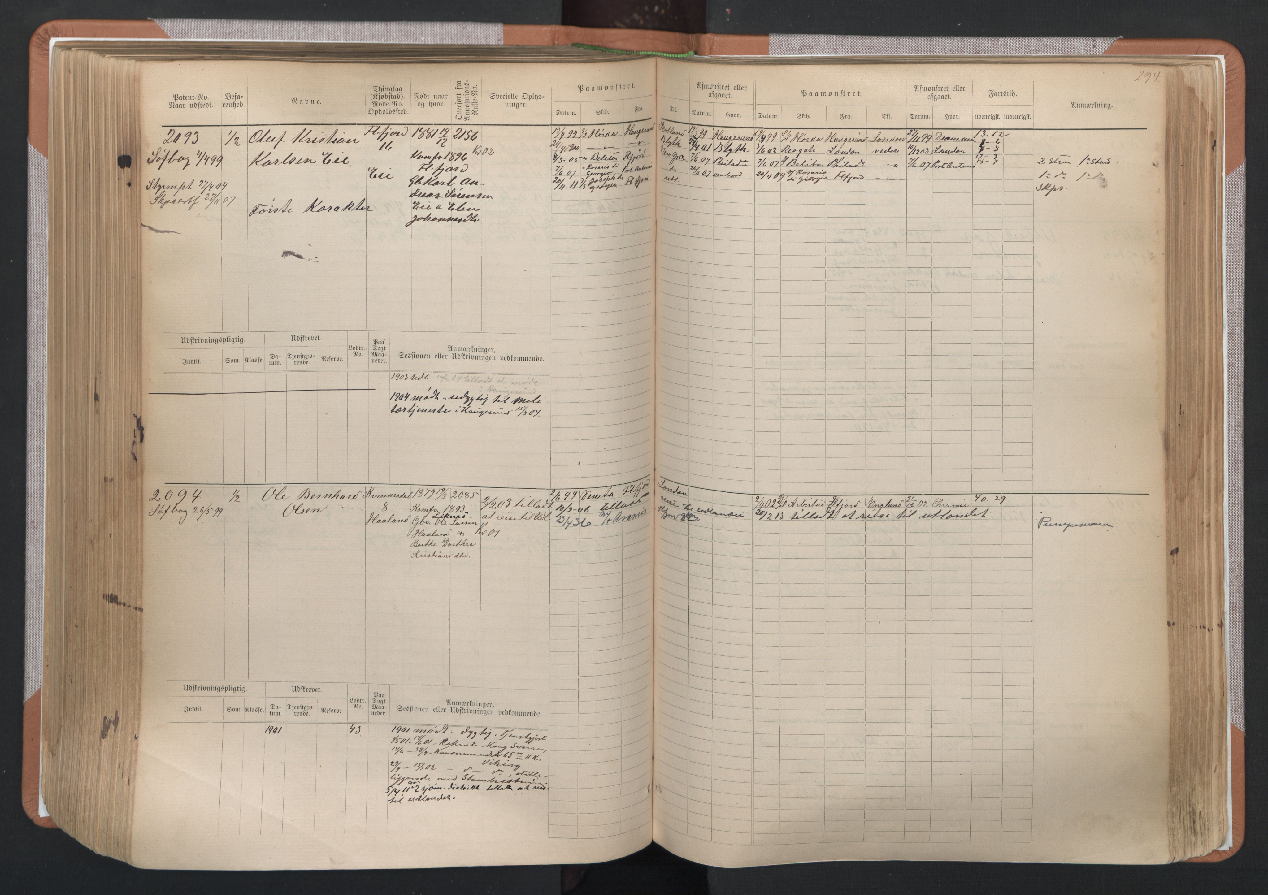 Flekkefjord mønstringskrets, AV/SAK-2031-0018/F/Fb/L0003: Hovedrulle nr 1515-2326, N-6, 1885-1934, p. 296