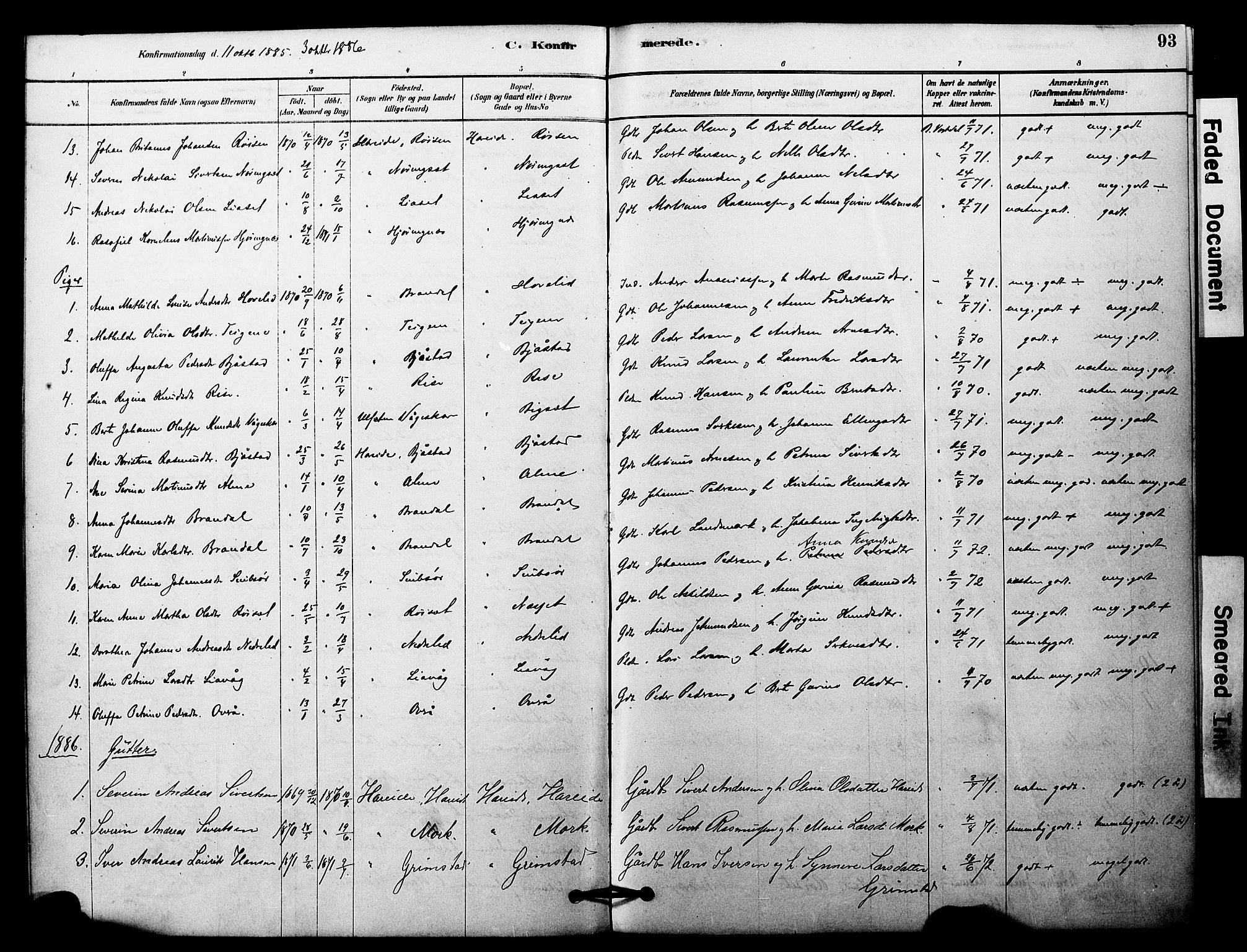 Ministerialprotokoller, klokkerbøker og fødselsregistre - Møre og Romsdal, SAT/A-1454/510/L0122: Parish register (official) no. 510A02, 1878-1897, p. 93