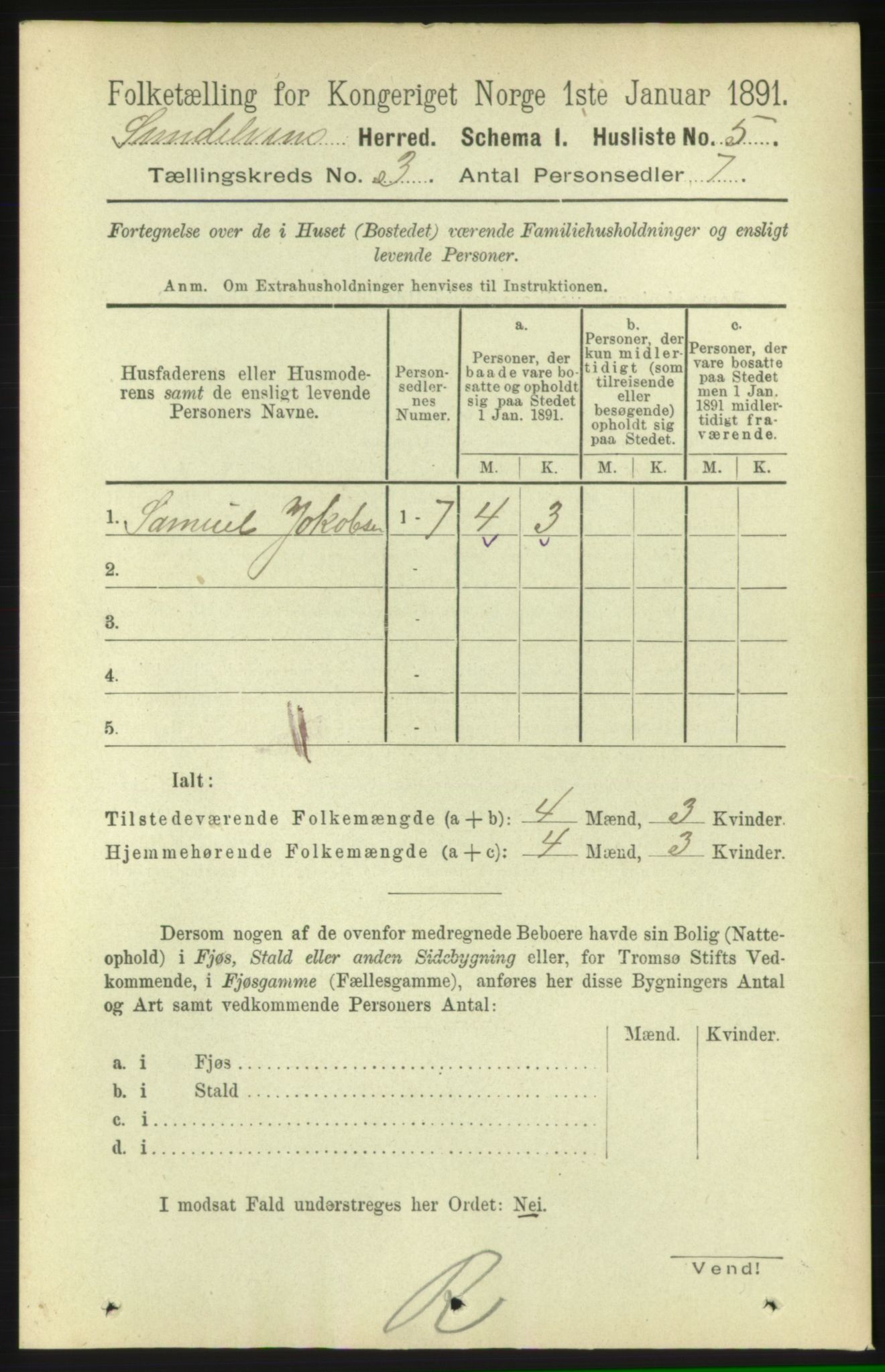 RA, 1891 census for 1523 Sunnylven, 1891, p. 587