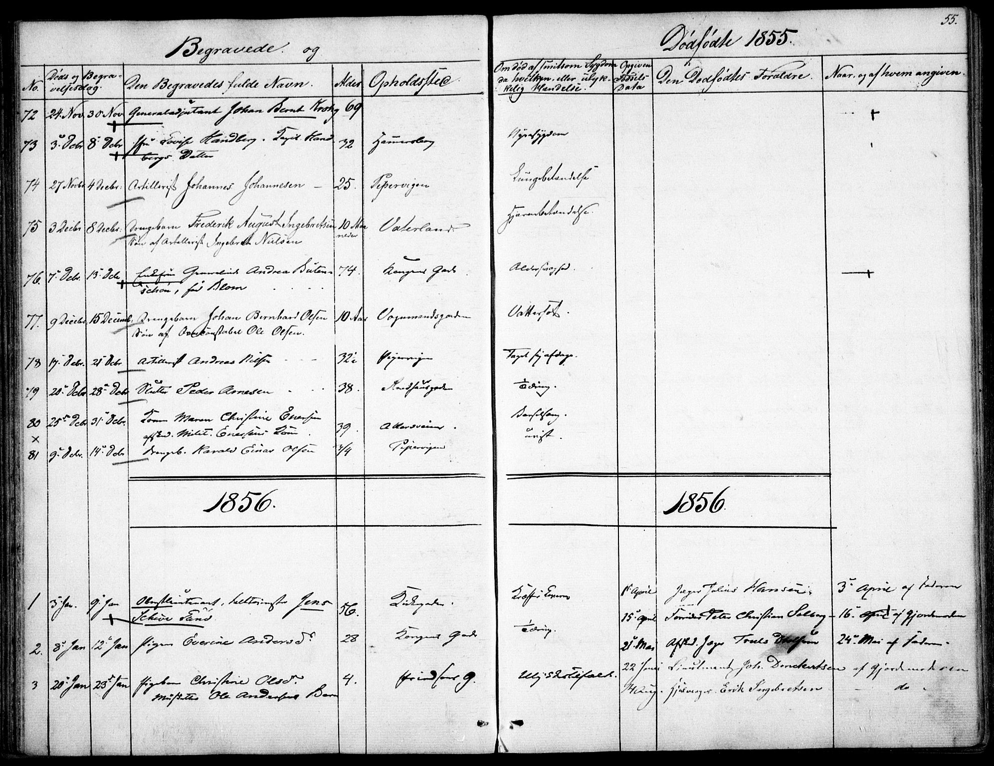 Garnisonsmenigheten Kirkebøker, SAO/A-10846/F/Fa/L0009: Parish register (official) no. 9, 1842-1859, p. 55