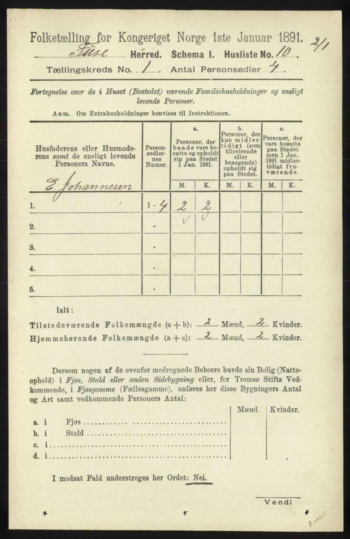 RA, 1891 census for 1241 Fusa, 1891, p. 51