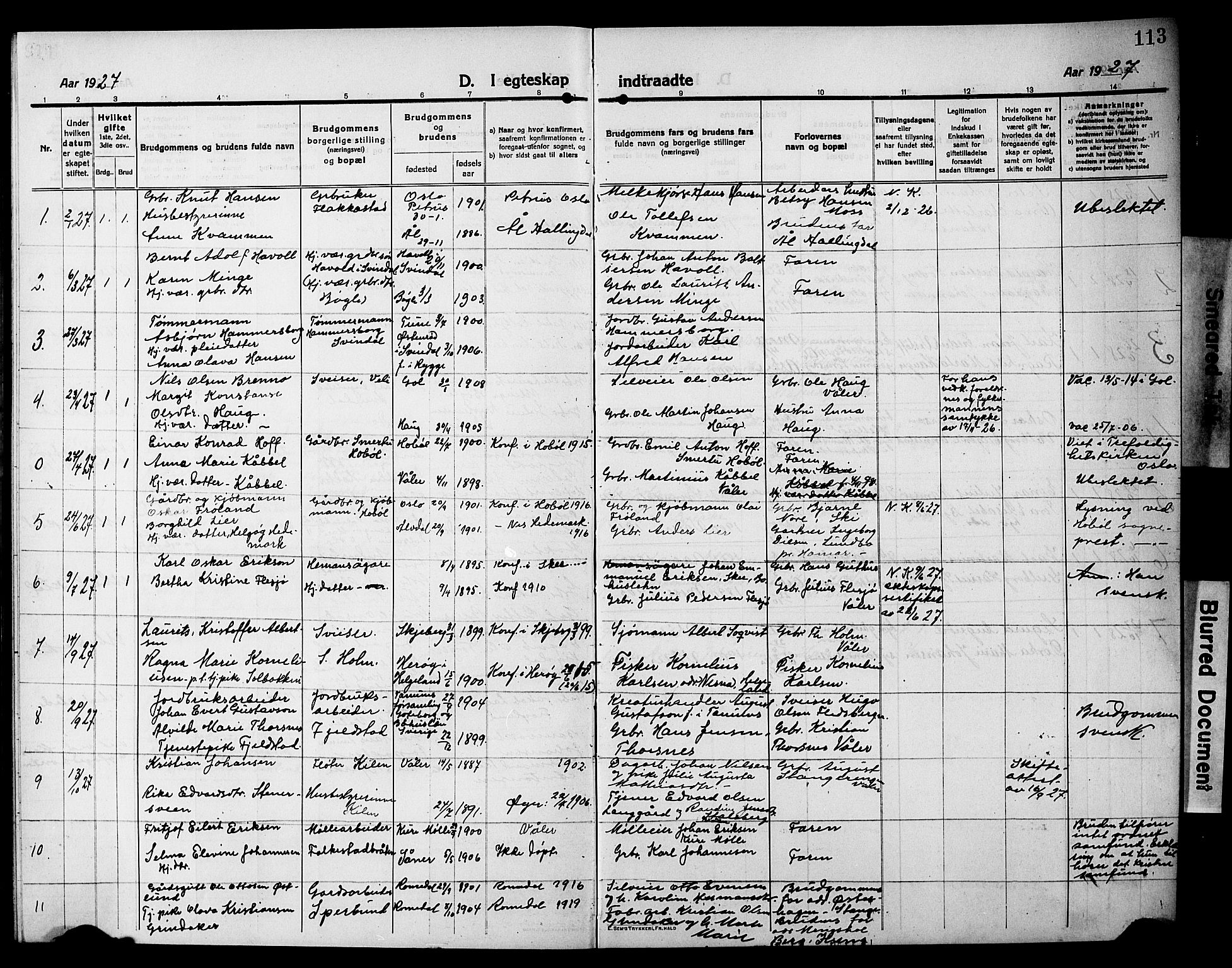 Våler prestekontor Kirkebøker, SAO/A-11083/G/Ga/L0005: Parish register (copy) no. I 5, 1915-1931, p. 113