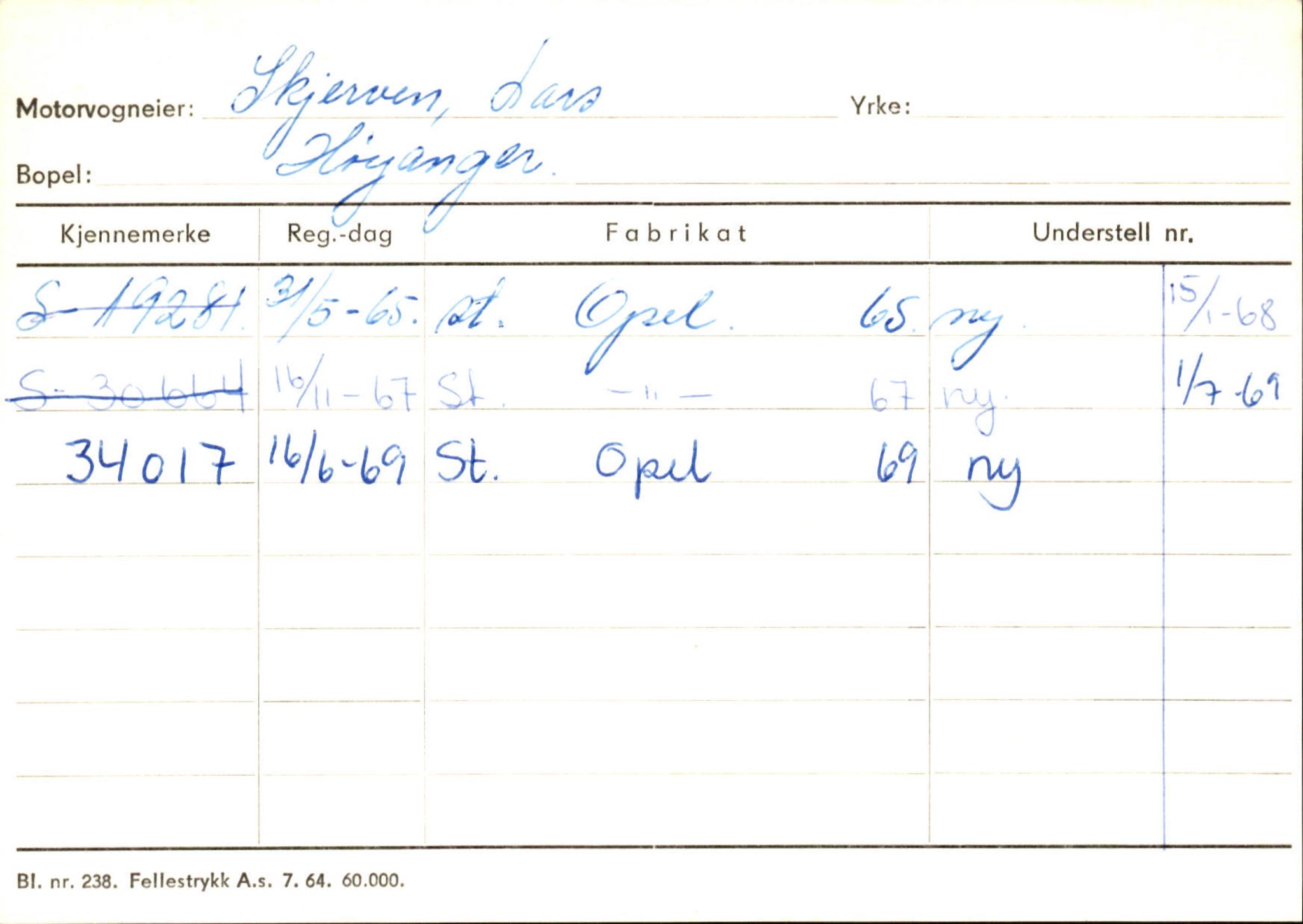 Statens vegvesen, Sogn og Fjordane vegkontor, AV/SAB-A-5301/4/F/L0131: Eigarregister Høyanger P-Å. Stryn S-Å, 1945-1975, p. 225