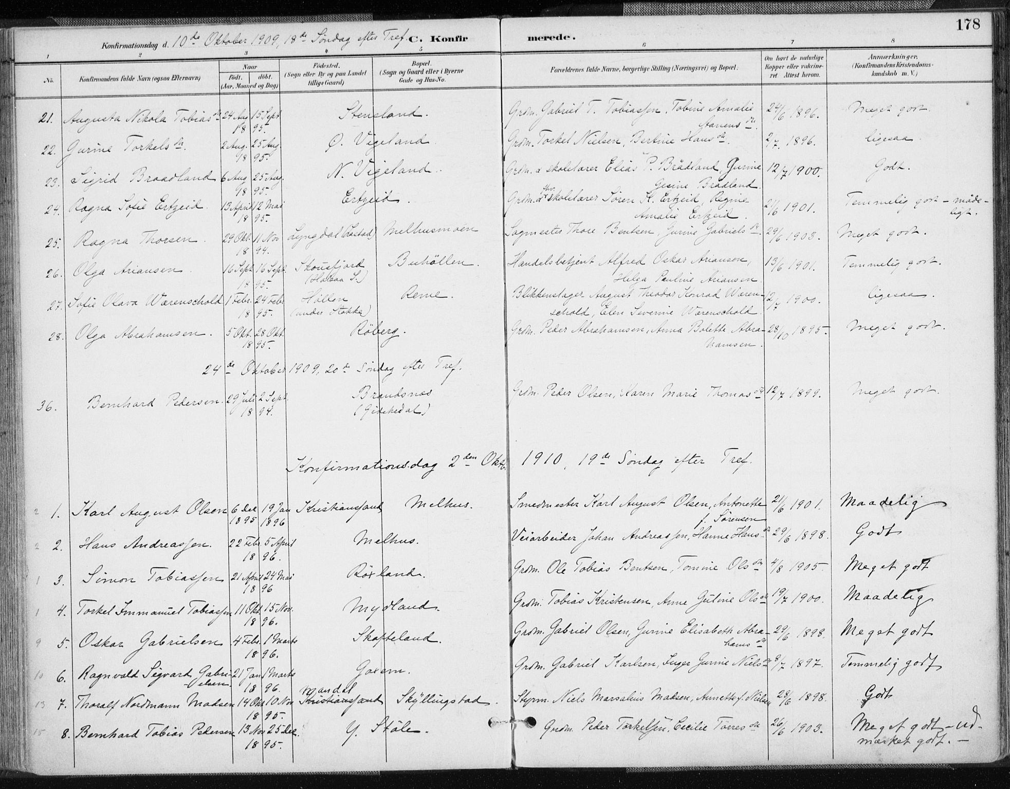 Sør-Audnedal sokneprestkontor, AV/SAK-1111-0039/F/Fa/Fab/L0010: Parish register (official) no. A 10, 1892-1913, p. 179