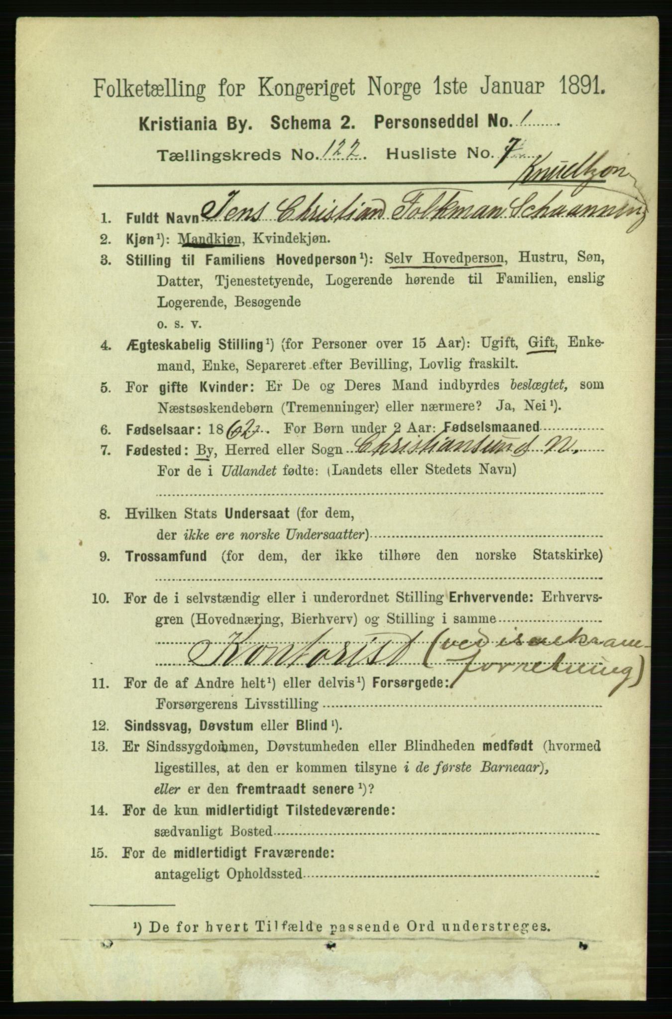 RA, 1891 census for 0301 Kristiania, 1891, p. 64894