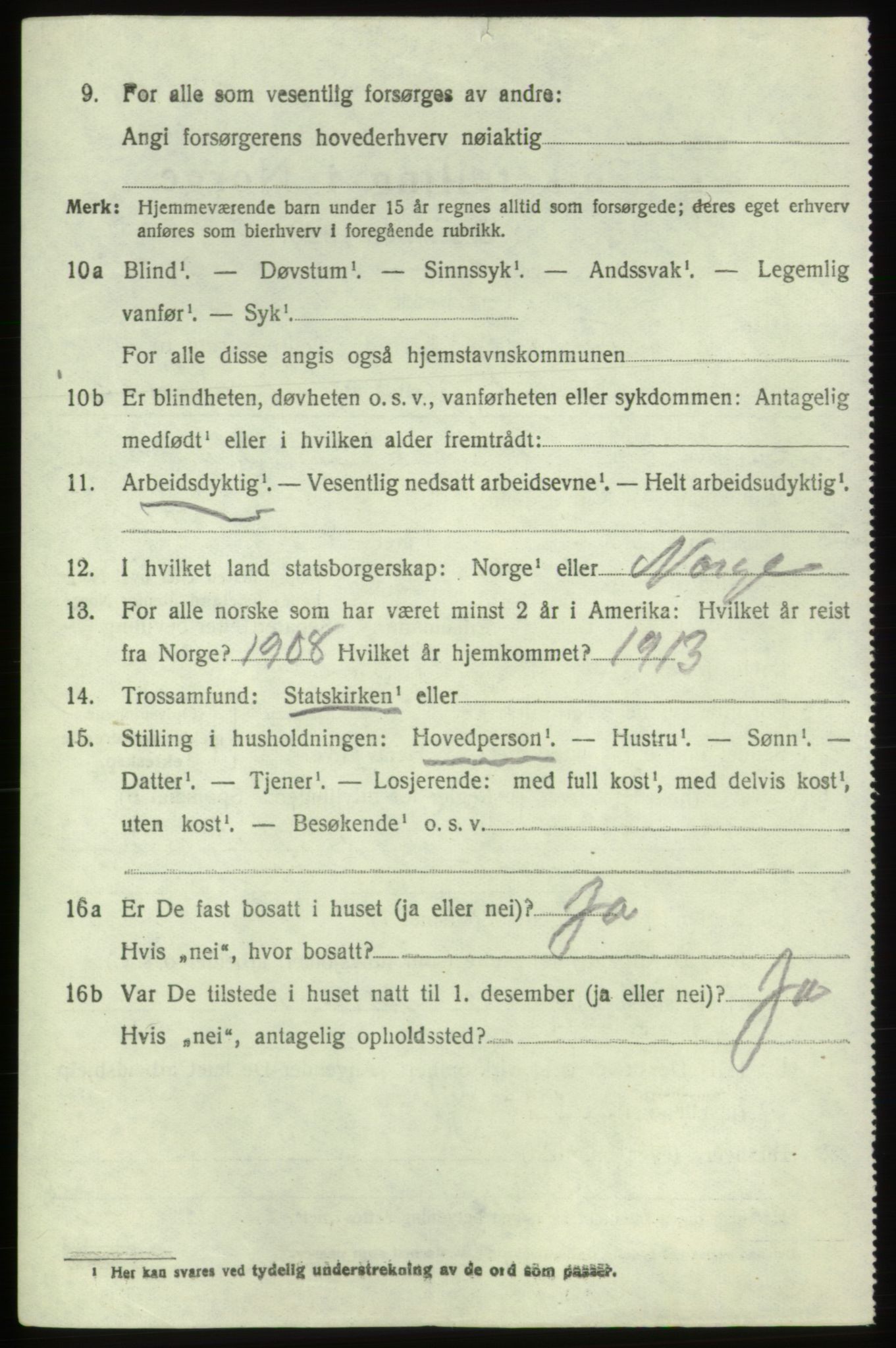 SAB, 1920 census for Tysnes, 1920, p. 7493