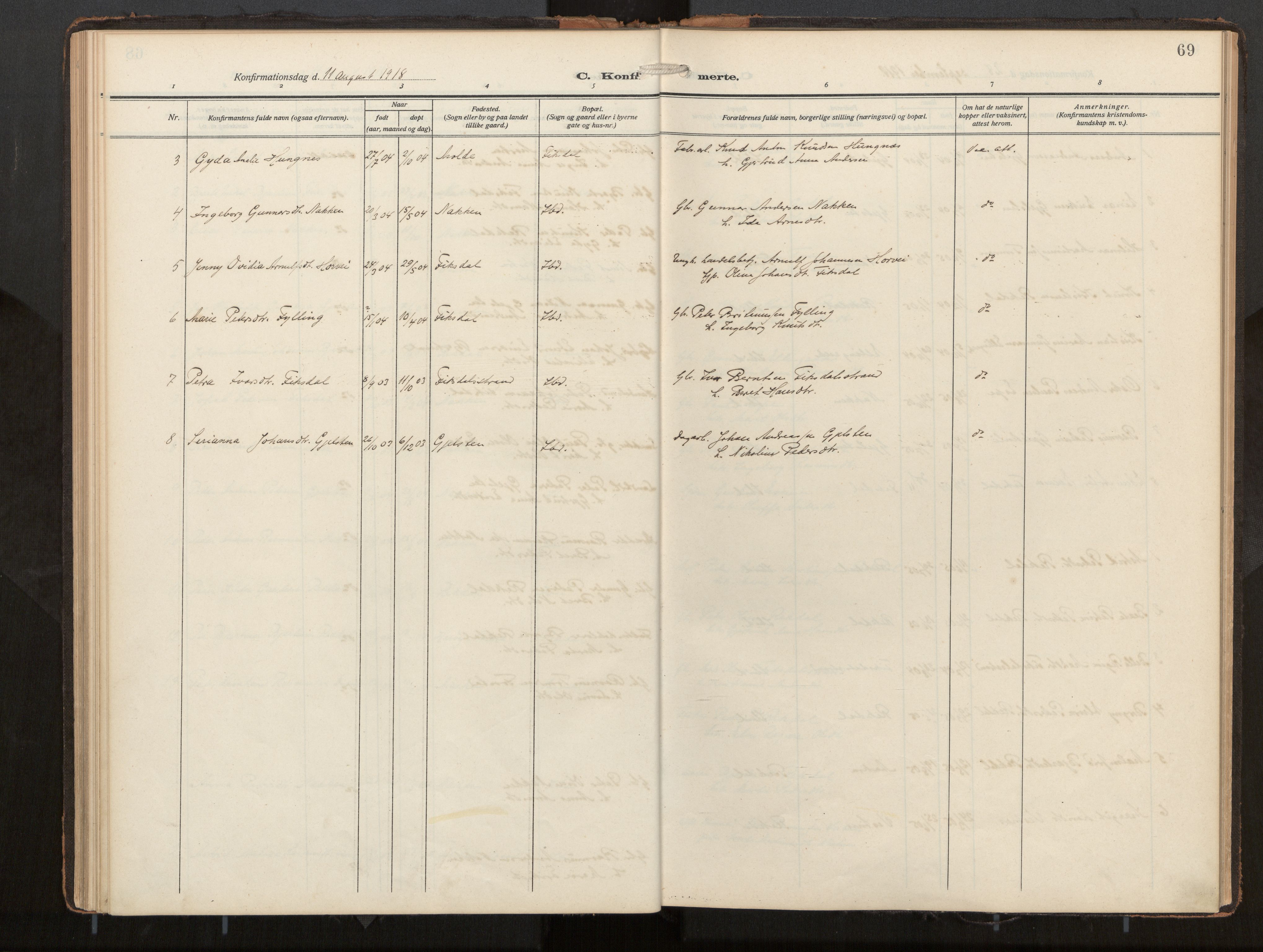 Ministerialprotokoller, klokkerbøker og fødselsregistre - Møre og Romsdal, AV/SAT-A-1454/540/L0540b: Parish register (official) no. 540A03, 1909-1932, p. 69