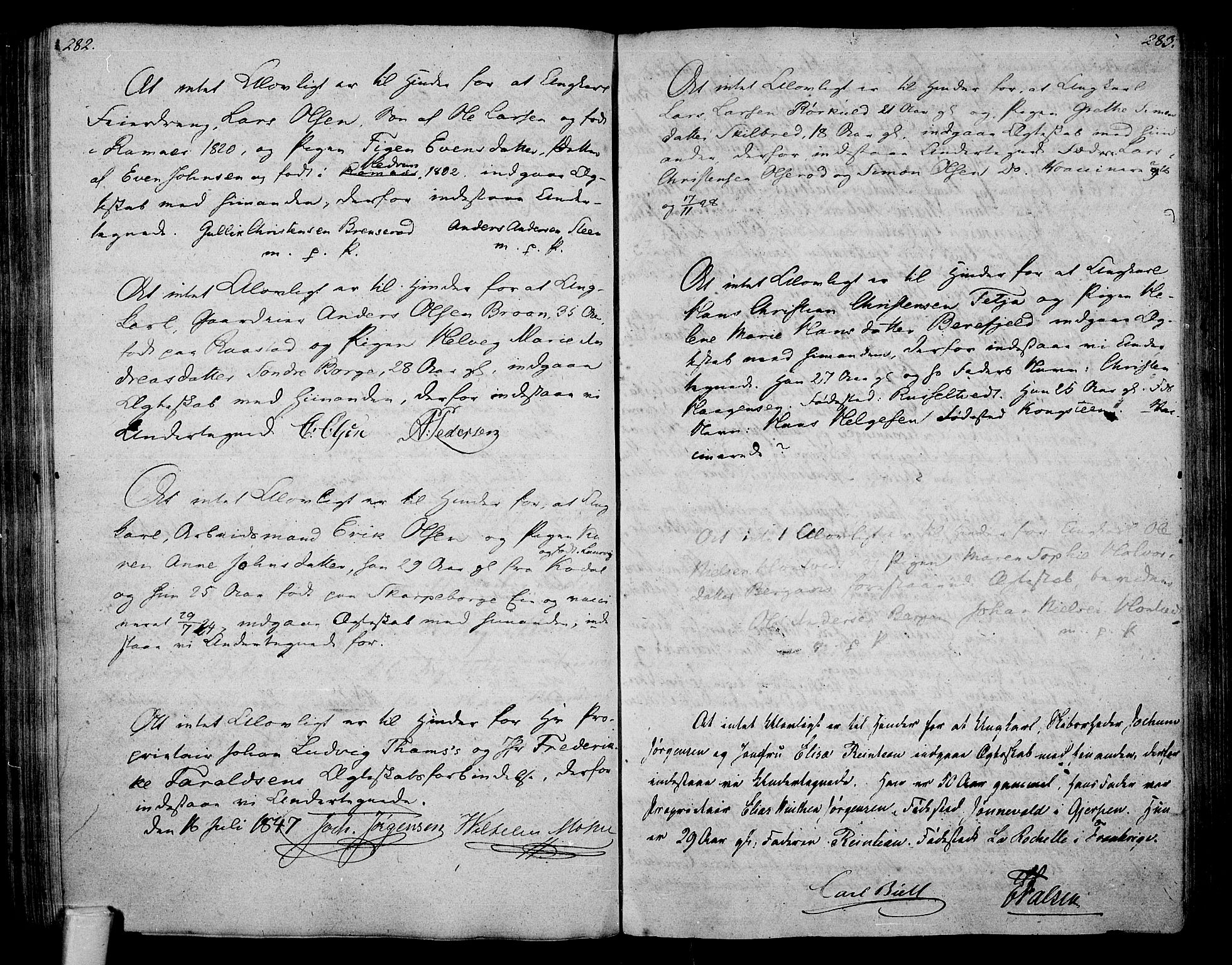 Stokke kirkebøker, SAKO/A-320/F/Fa/L0004: Parish register (official) no. I 4, 1804-1815, p. 282-283