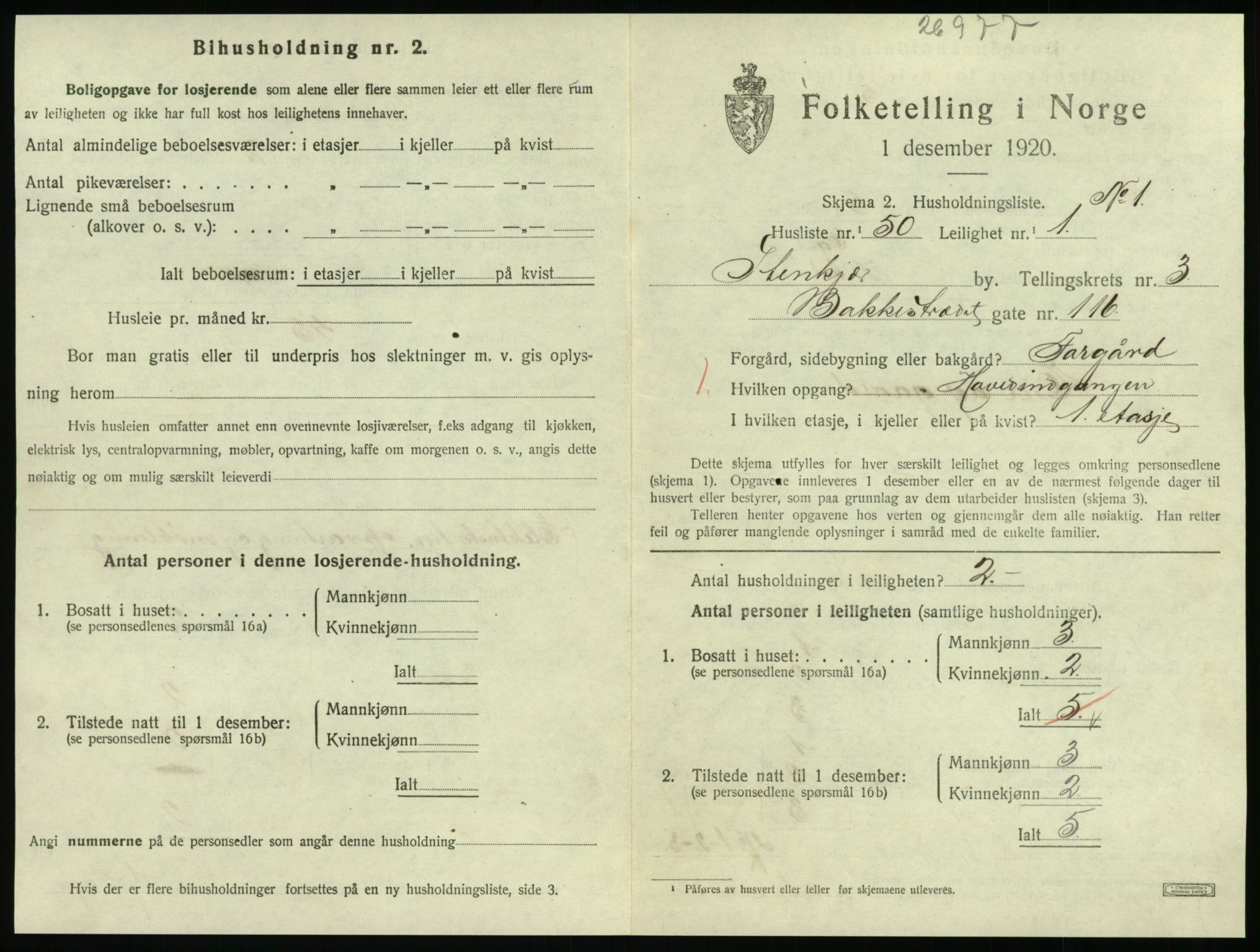 SAT, 1920 census for Steinkjer, 1920, p. 2064