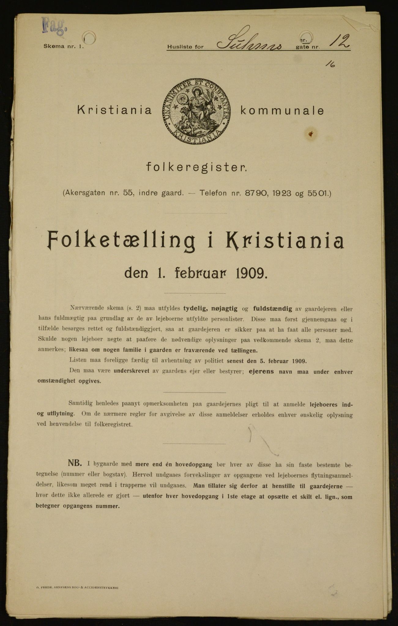 OBA, Municipal Census 1909 for Kristiania, 1909, p. 94640