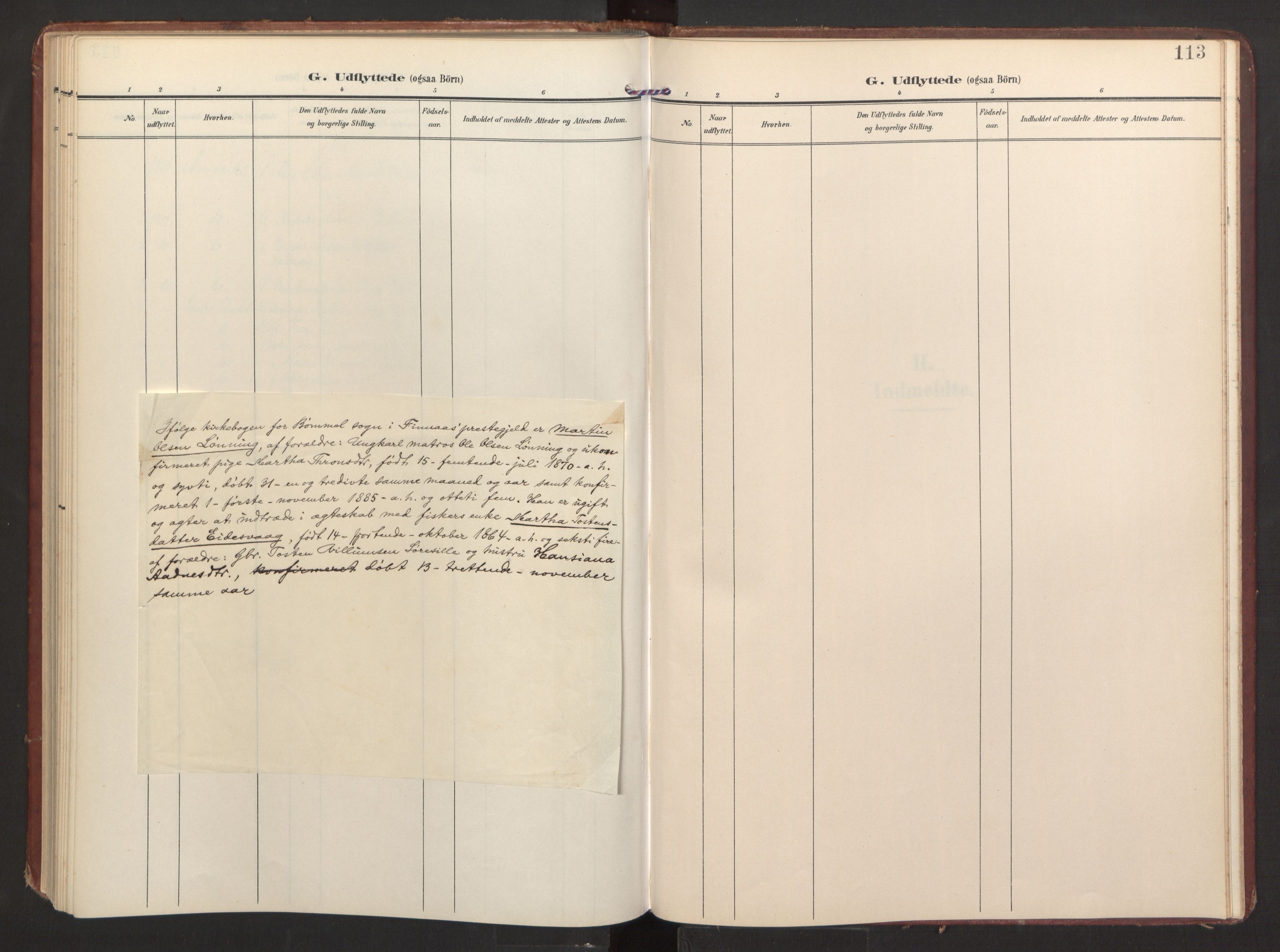 Finnås sokneprestembete, AV/SAB-A-99925/H/Ha/Haa/Haad/L0003: Parish register (official) no. D 3, 1907-1921, p. 113