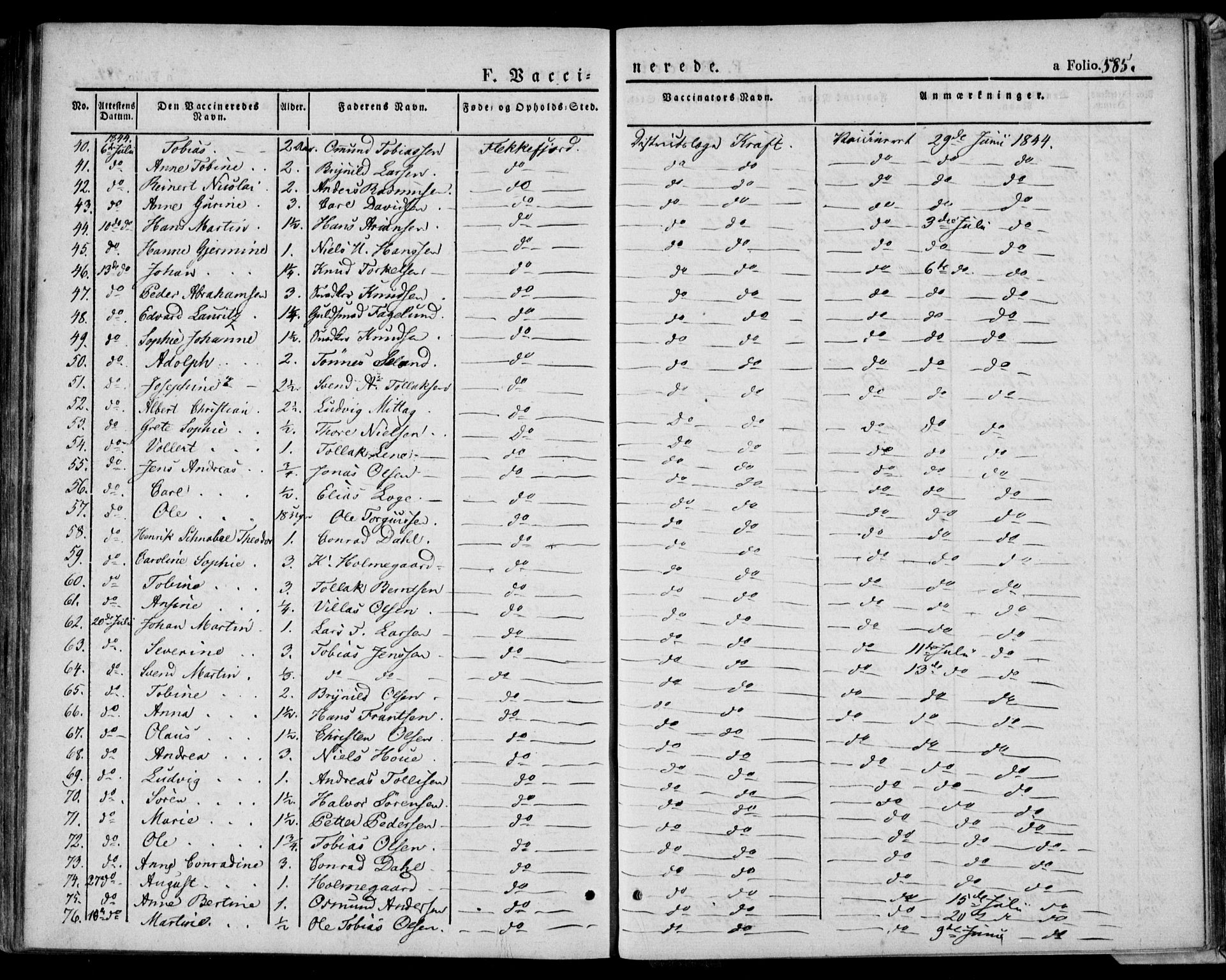 Flekkefjord sokneprestkontor, AV/SAK-1111-0012/F/Fa/Fac/L0004: Parish register (official) no. A 4, 1841-1849, p. 585