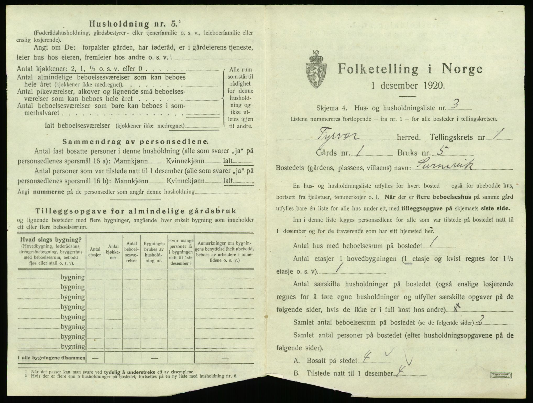 SAST, 1920 census for Tysvær, 1920, p. 46