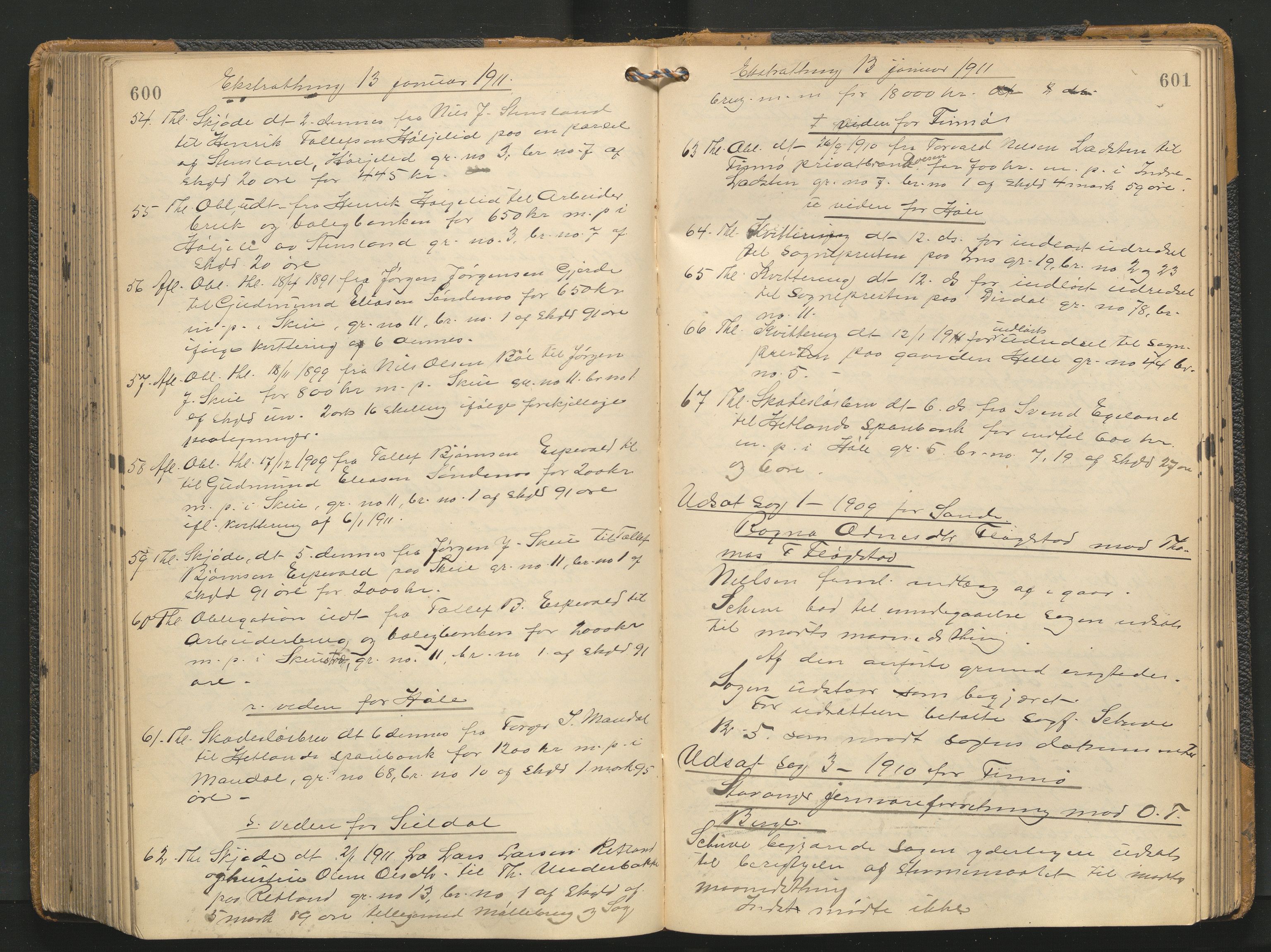 Ryfylke tingrett, AV/SAST-A-100055/001/I/IB/IB0/L0023: Tingbok, Ryfylke, 1909-1911, p. 600-601