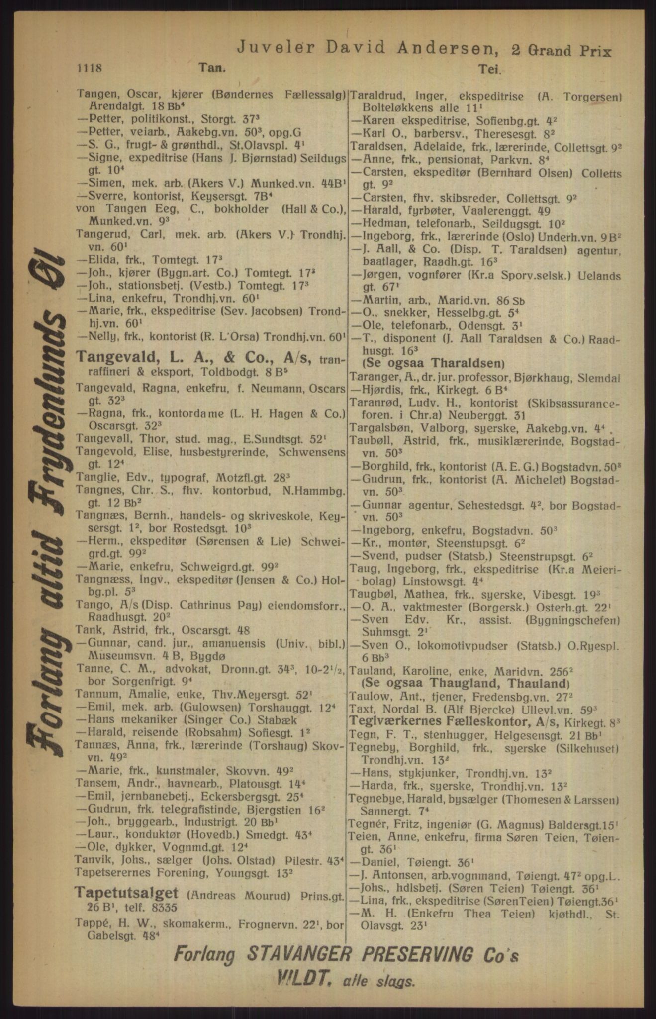 Kristiania/Oslo adressebok, PUBL/-, 1915, p. 1118