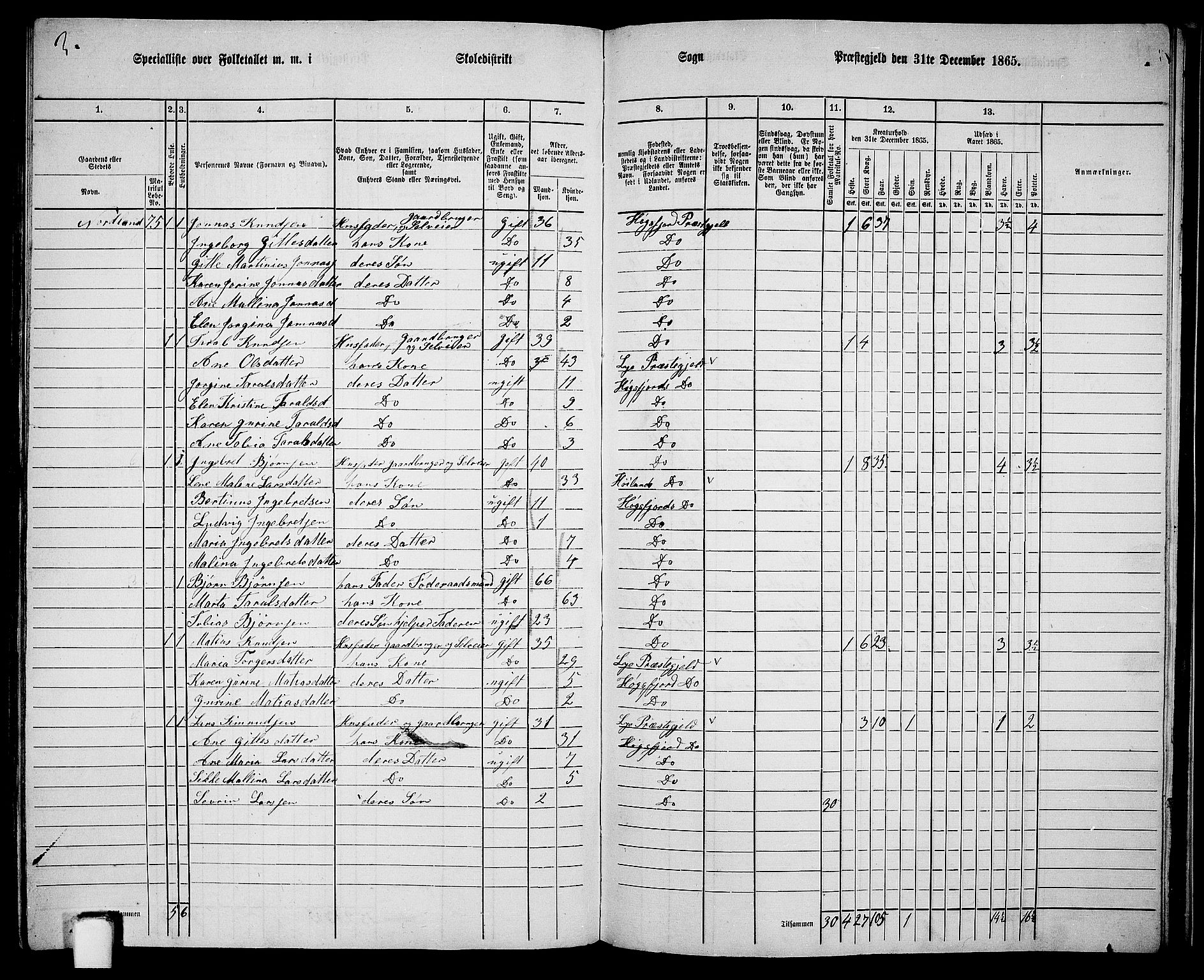 RA, 1865 census for Høgsfjord, 1865, p. 120